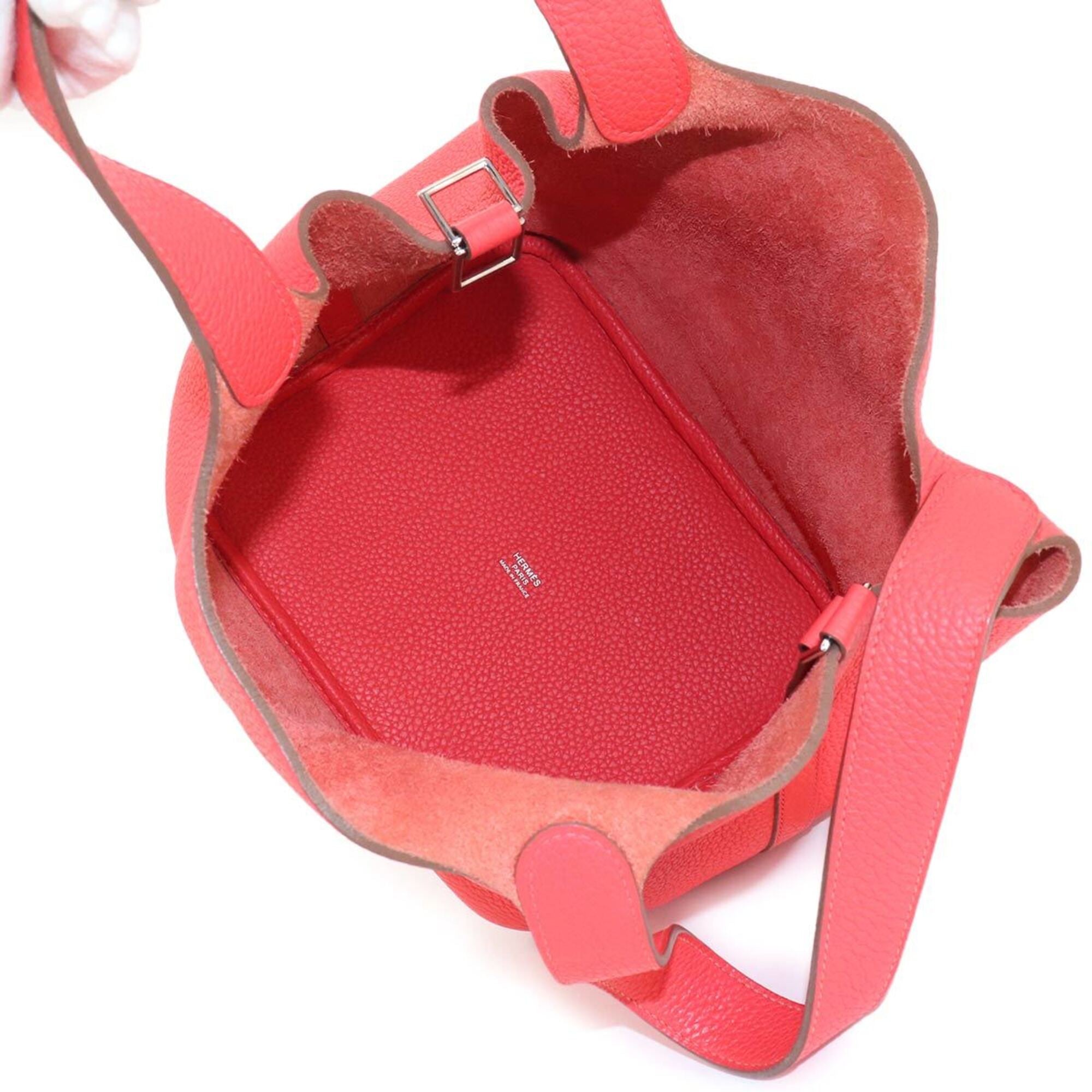 Hermes Red Color Taurillon Clemence Leather Handbag (Pre-Owned)