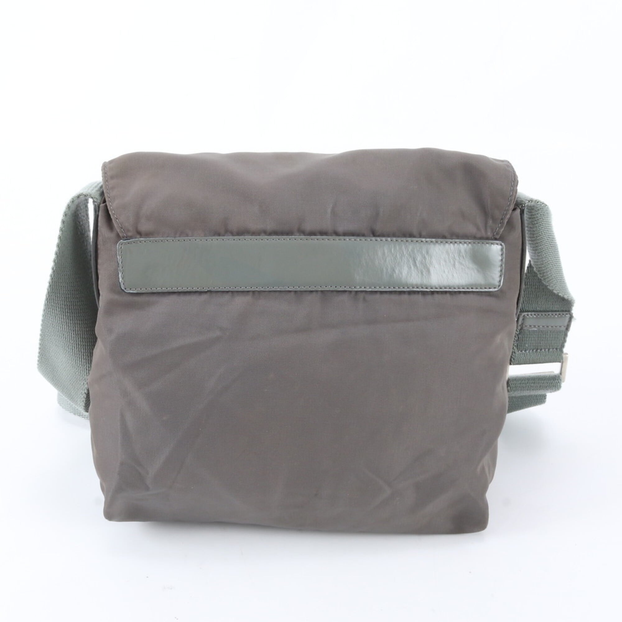 Prada Gray Nylon Leather Shoulder Bag (Pre-Owned)