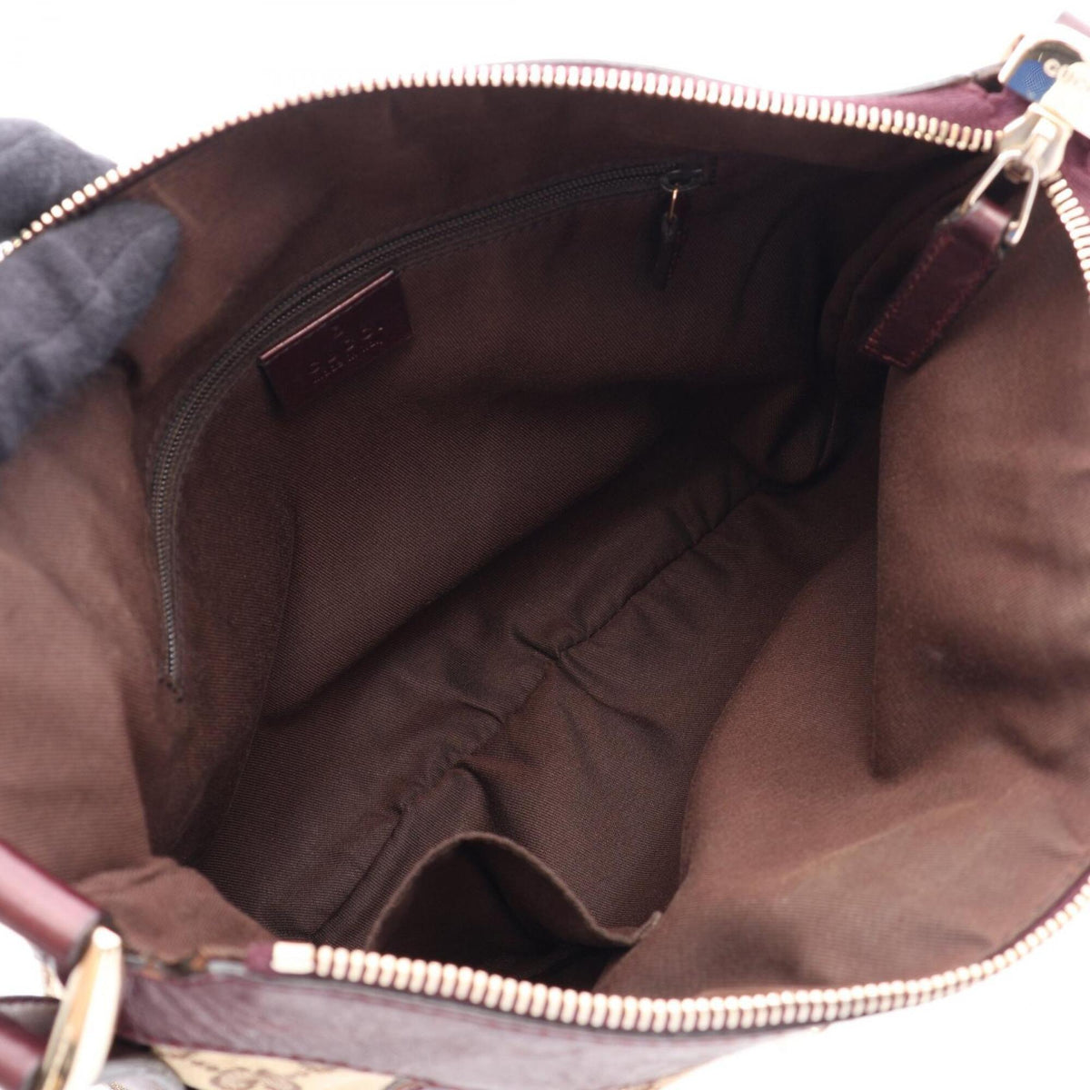 Gucci Beige Bordeaux Canvas Leather Handbag Shoulder Bag (Pre-Owned)