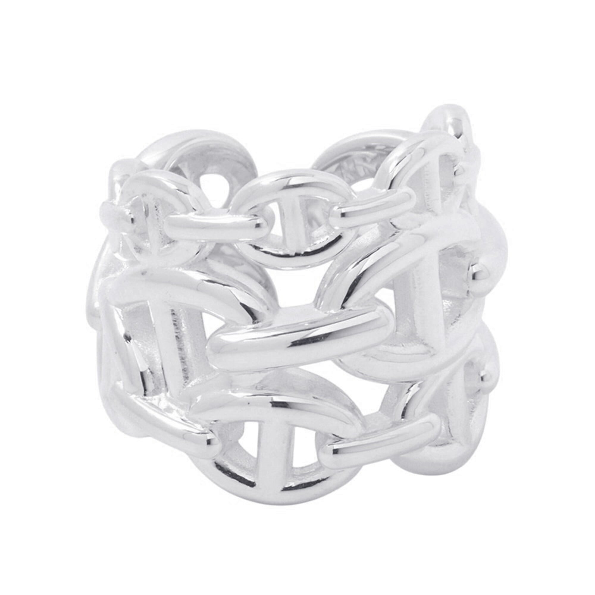 Hermes Silver 925 Band Ring (Pre-Owned)