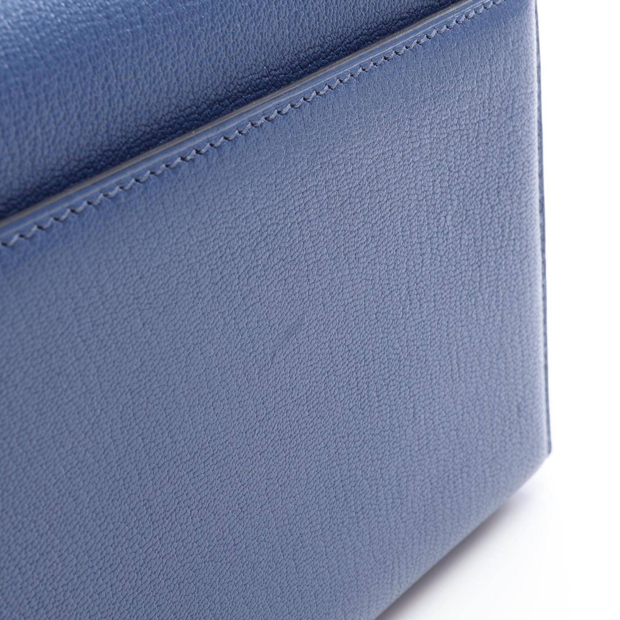 Hermes Blue Chevre Leather Handbag Shoulder Bag (Pre-Owned)