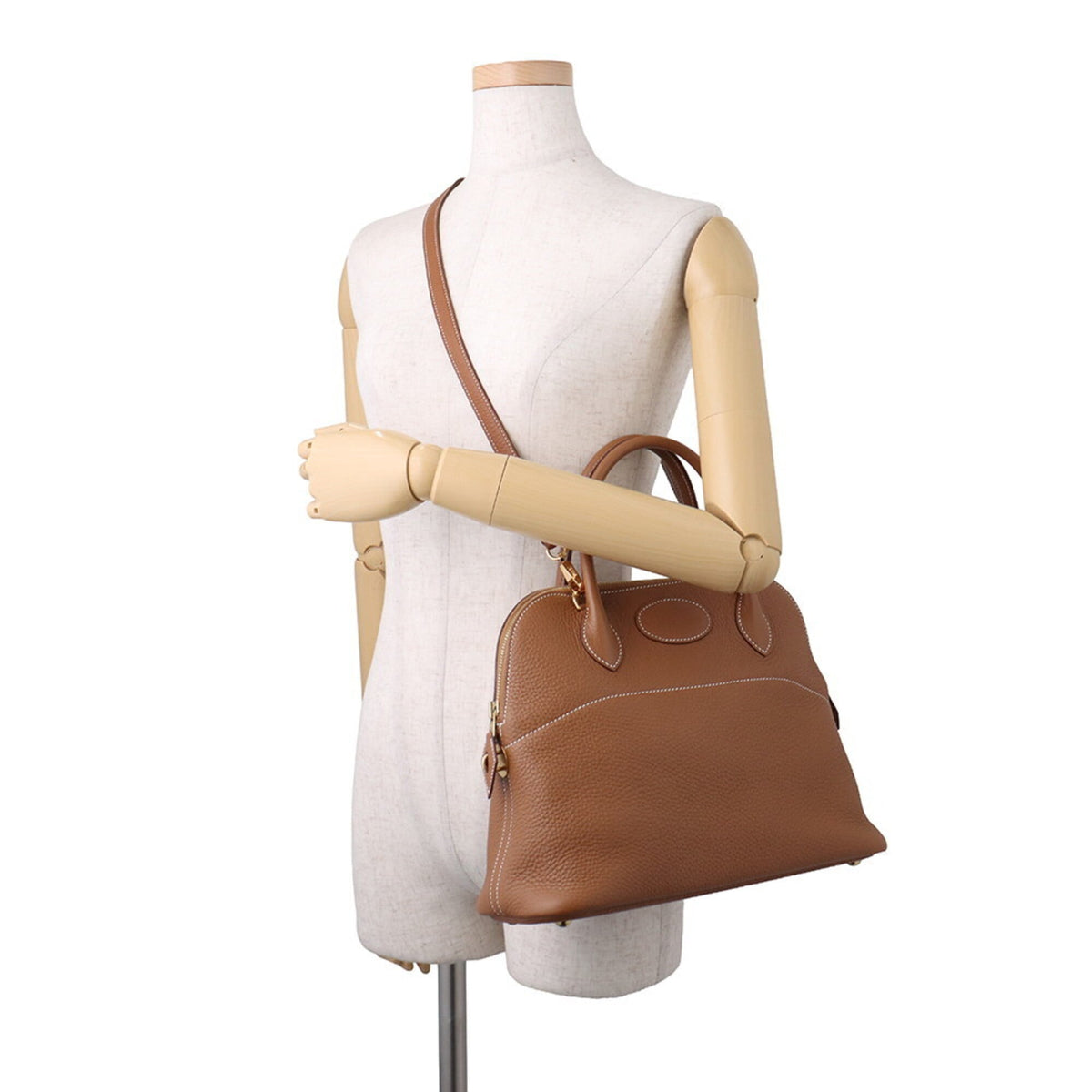 Hermes Gold Taurillon Clemence Leather Handbag Shoulder Bag (Pre-Owned)