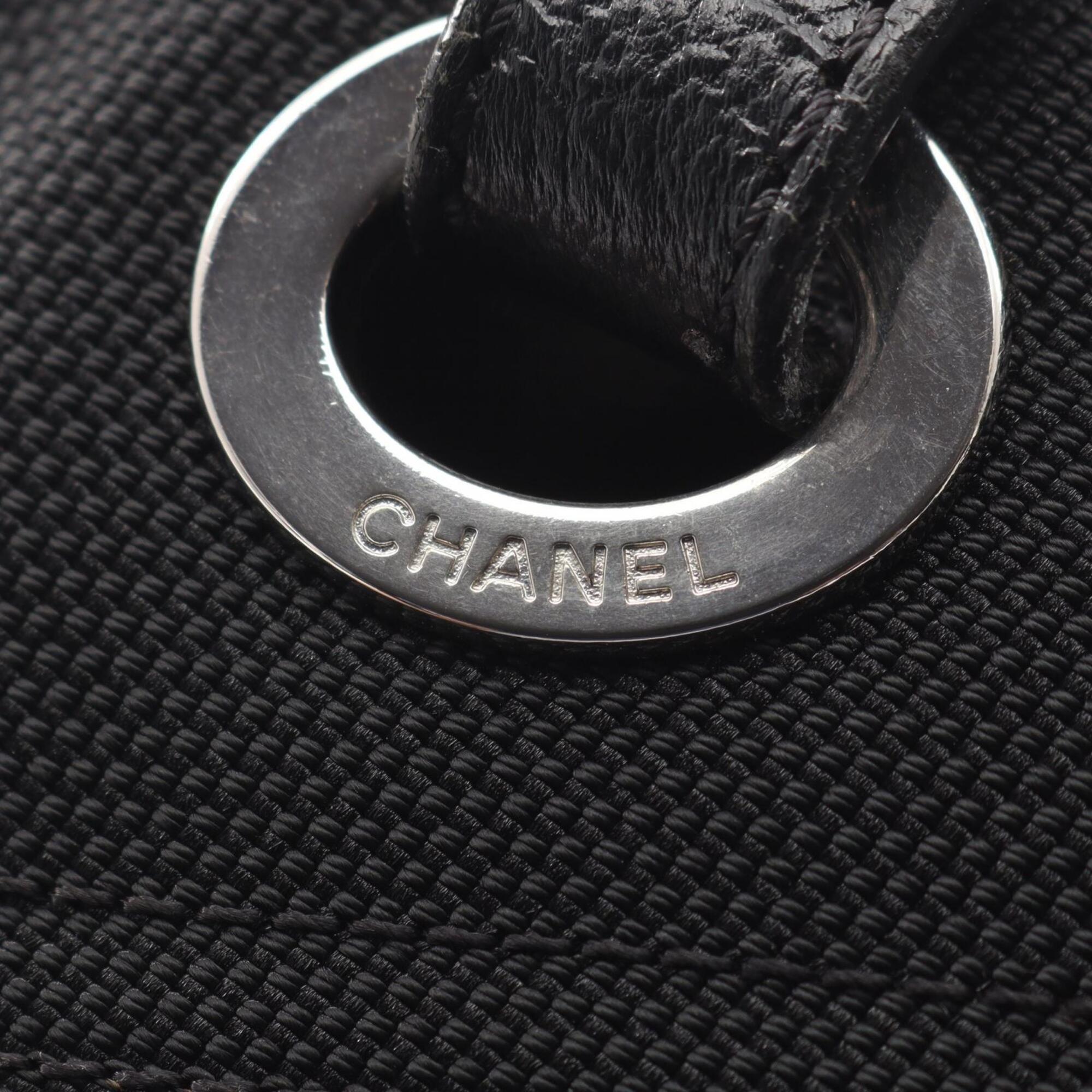 Chanel Black Coated Canvas Pvc Leather Handbag Tote Bag (Pre-Owned)