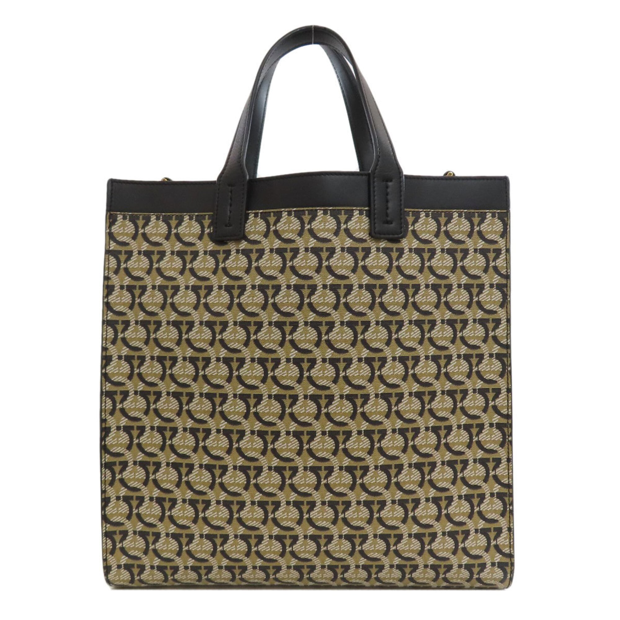 Salvatore Ferragamo Black Brown Pvc Tote Bag (Pre-Owned)