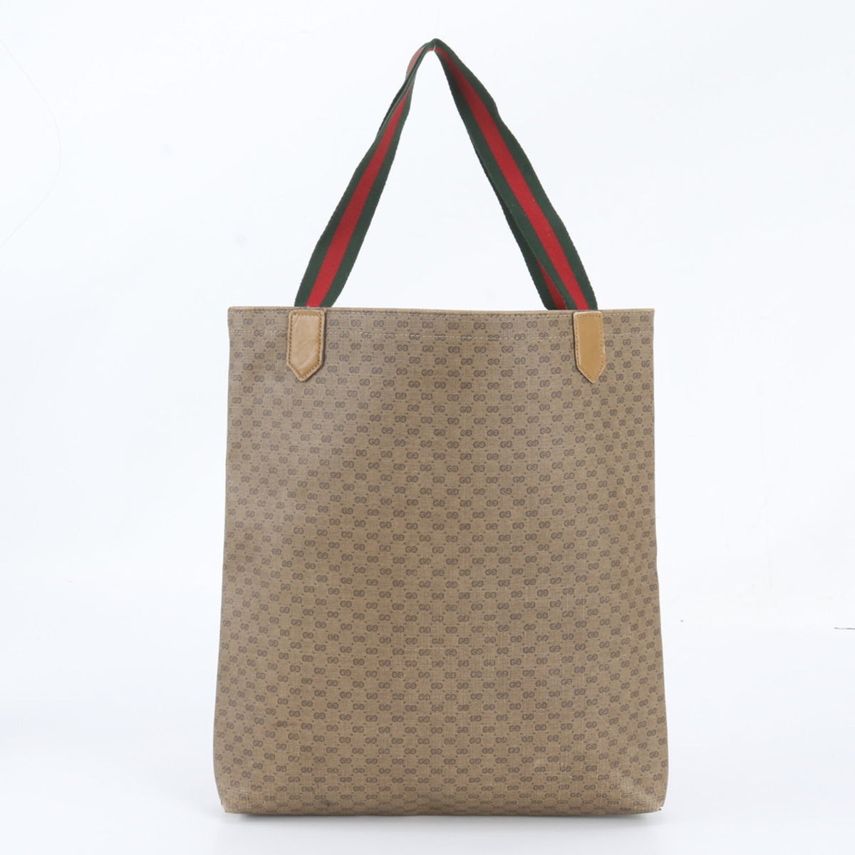 Gucci Brown Leather Coated Canvas Shoulder Bag Tote Bag (Pre-Owned)