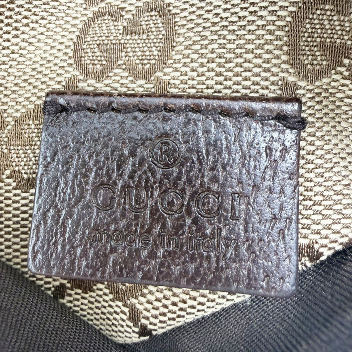 Gucci Beige Dark Brown Canvas Leather Fanny Pack (Pre-Owned)