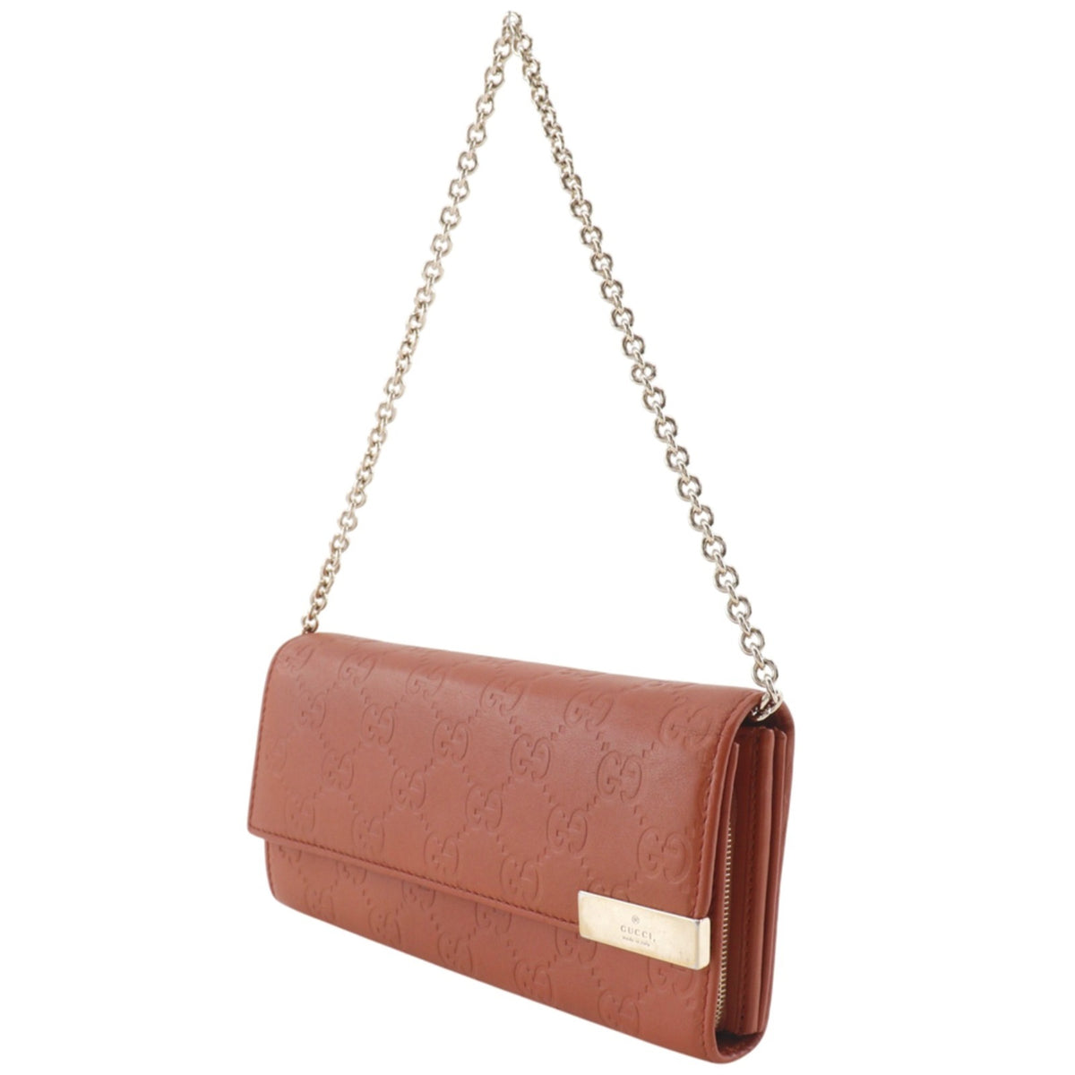 Gucci Orange Leather Chain/Shoulder Wallet (Pre-Owned)
