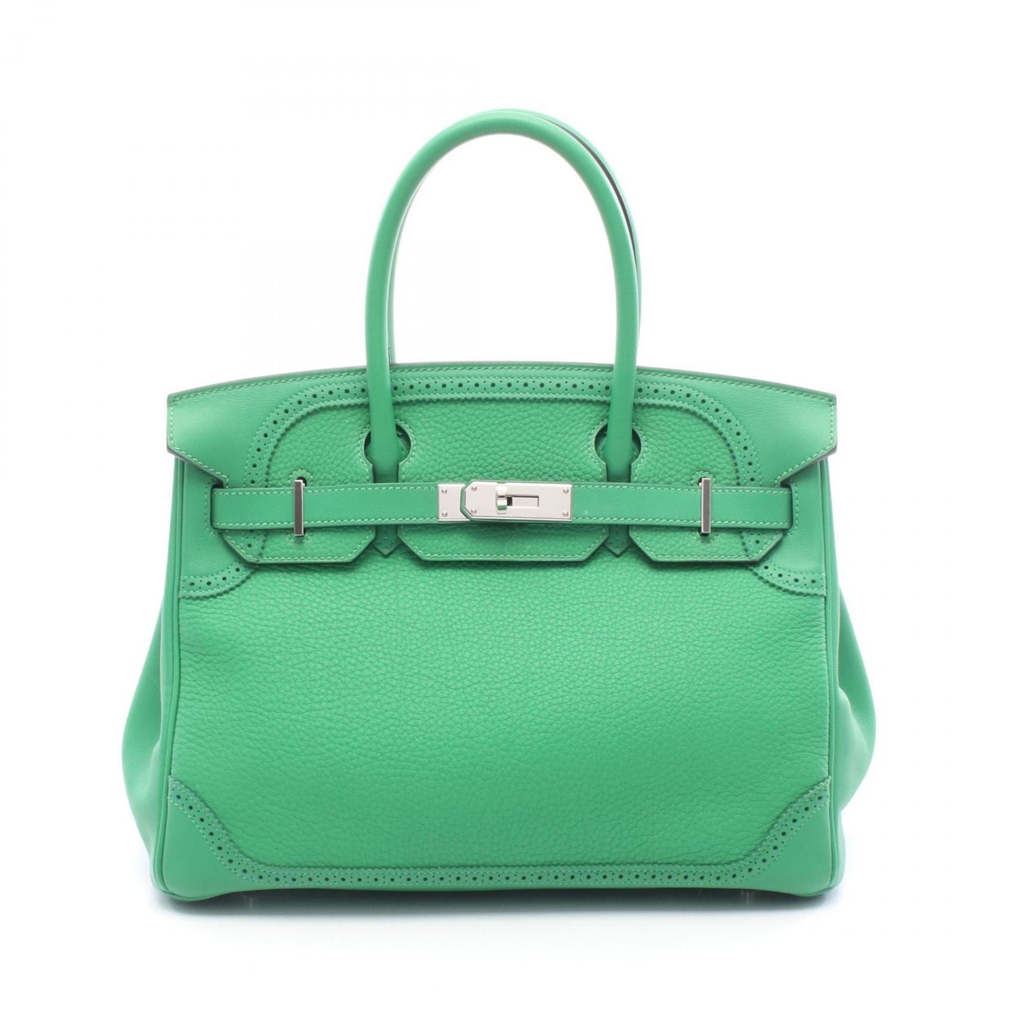 Hermes Bambou Green Togo Leather Leather Handbag (Pre-Owned)