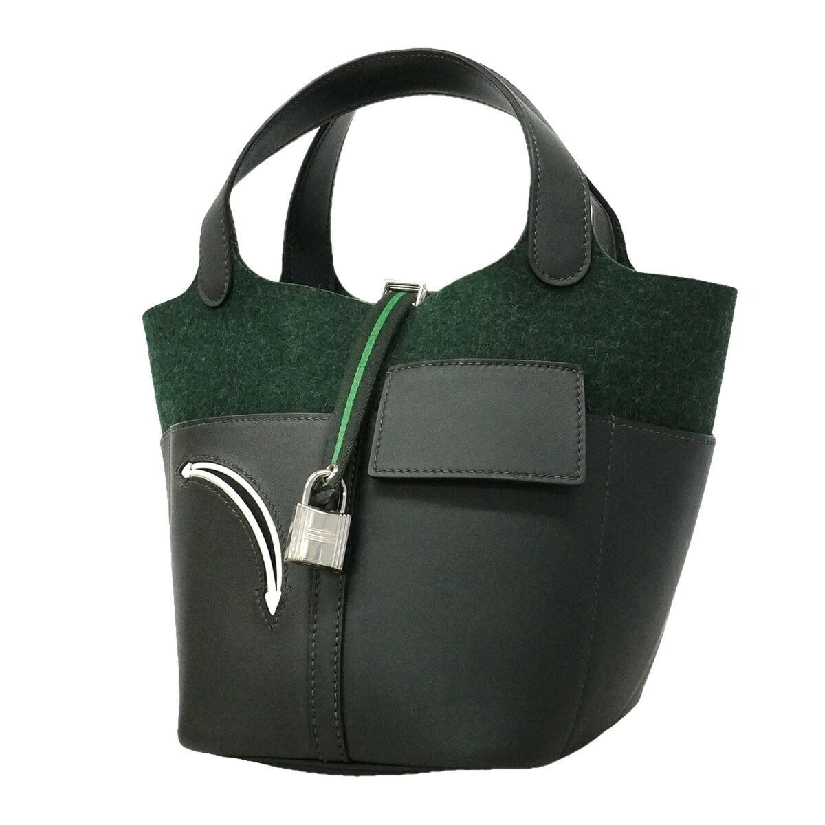 Hermes Vert Fonce Felt Swift Leather Handbag (Pre-Owned)