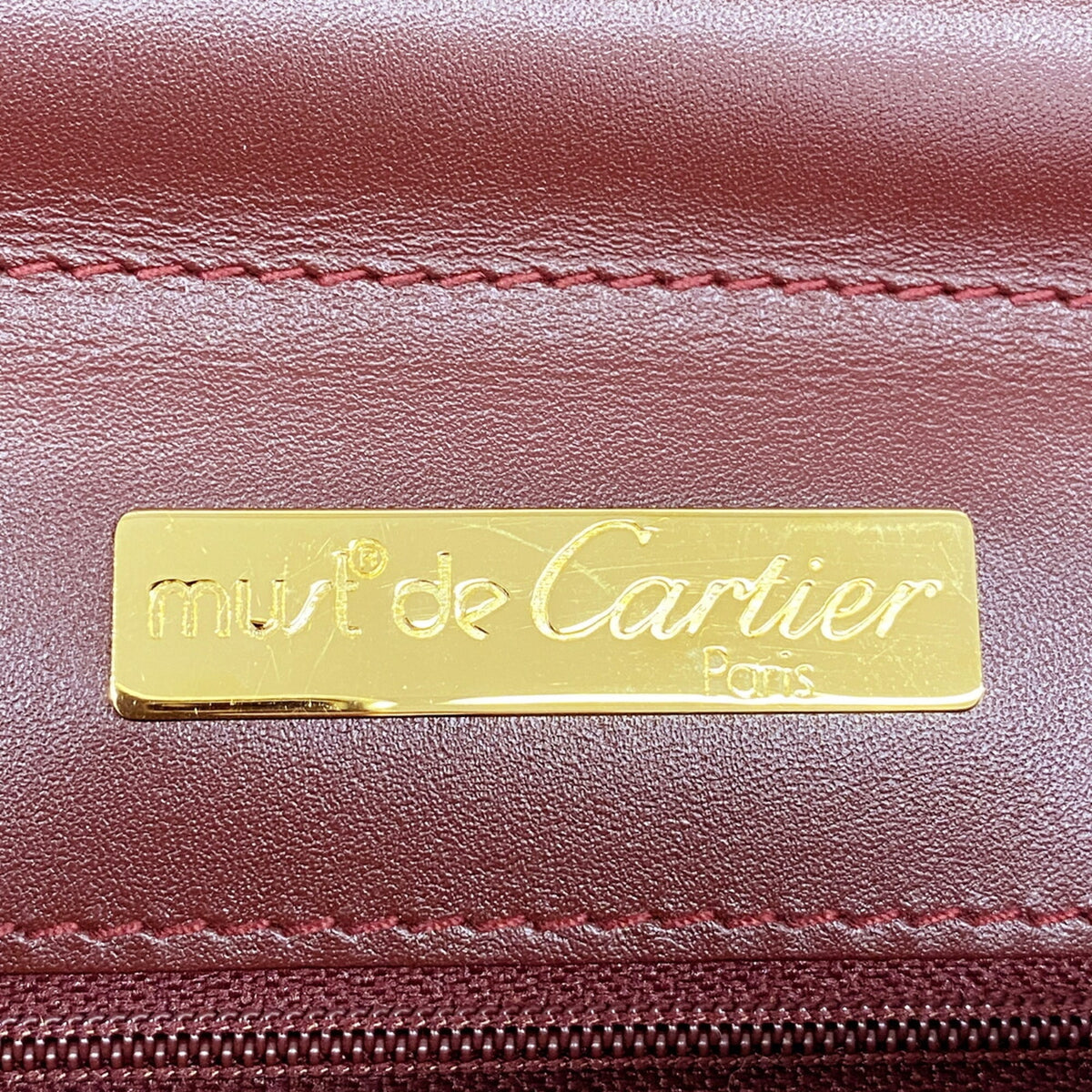 Cartier Bordeaux Leather Clutch Bag (Pre-Owned)