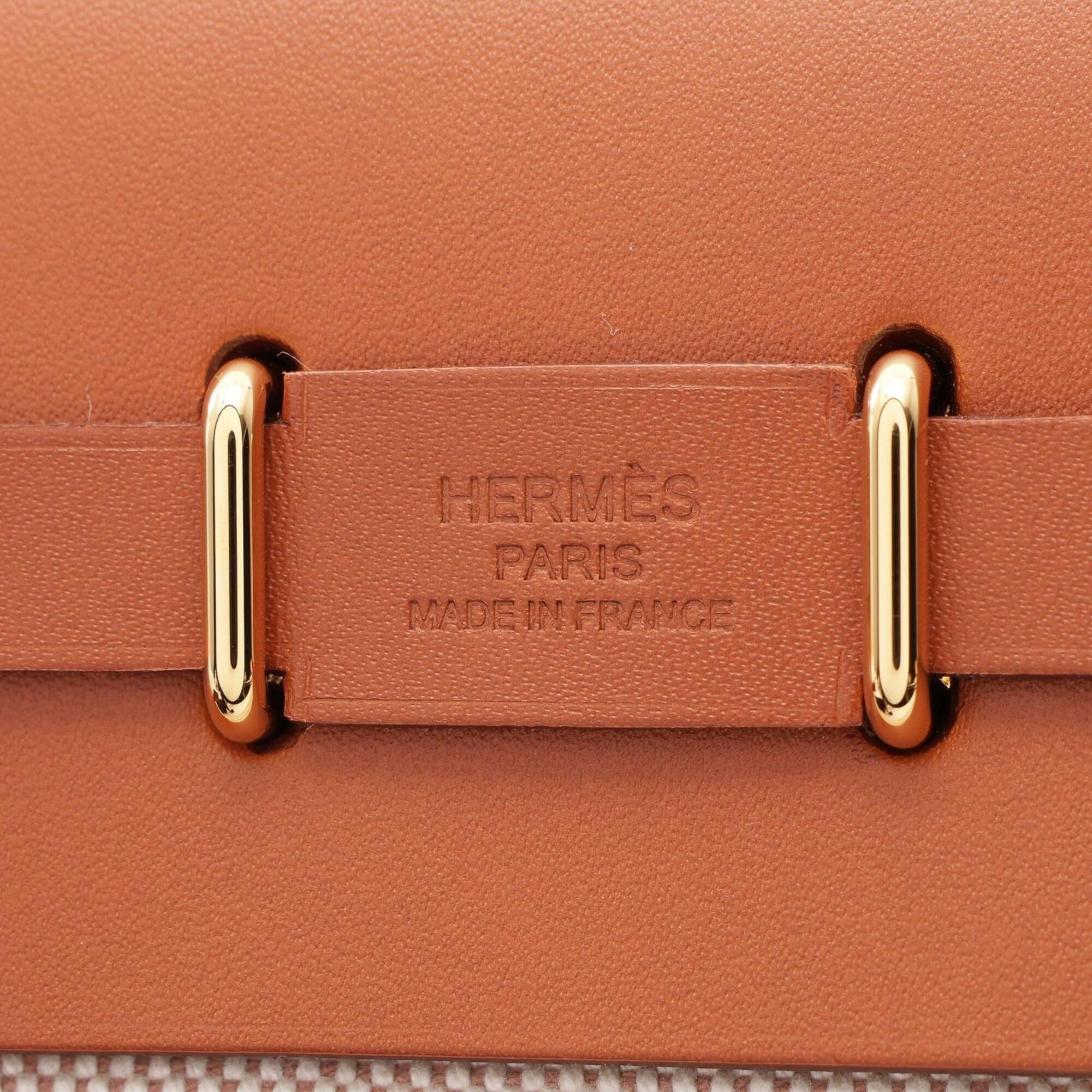 Hermes Brown Ecru Ivory Toile H Handbag Shoulder Bag (Pre-Owned)