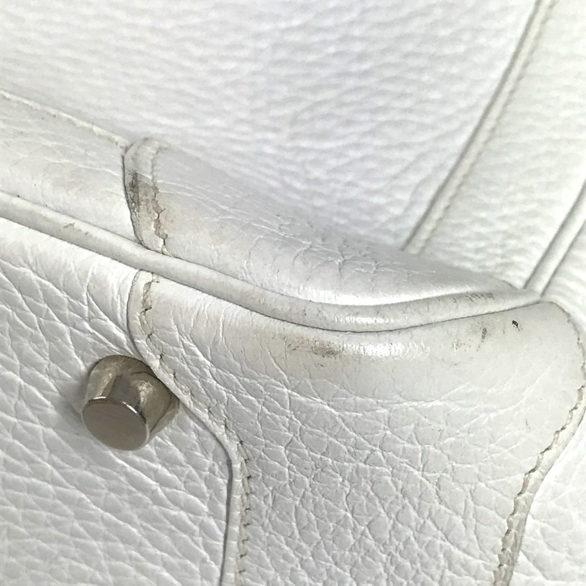 Hermes White Taurillon Clemence Leather Boston Bag Handbag (Pre-Owned)