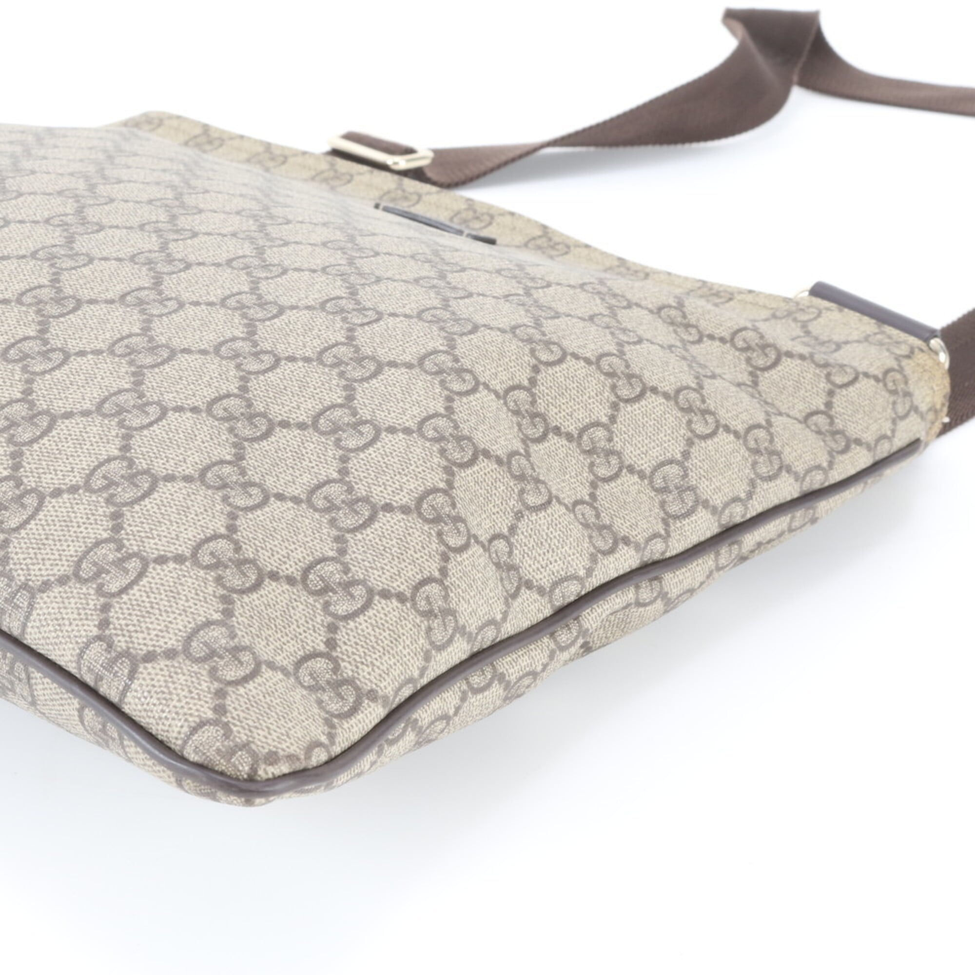 Gucci Brown Leather Coated Canvas Messenger Bag Shoulder Bag (Pre-Owned)