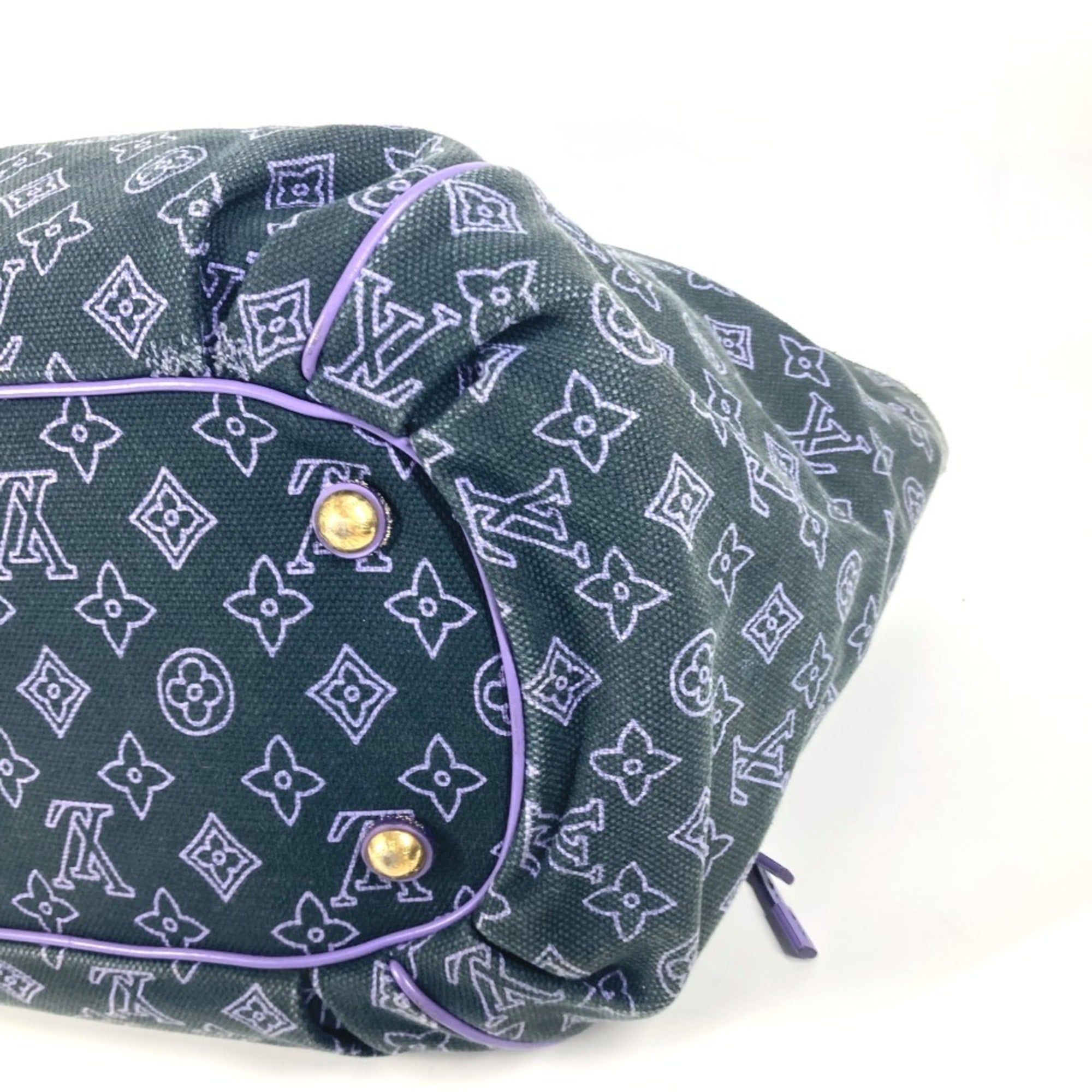 Louis Vuitton Purple Leather Canvas Shoulder Bag Tote Bag (Pre-Owned)