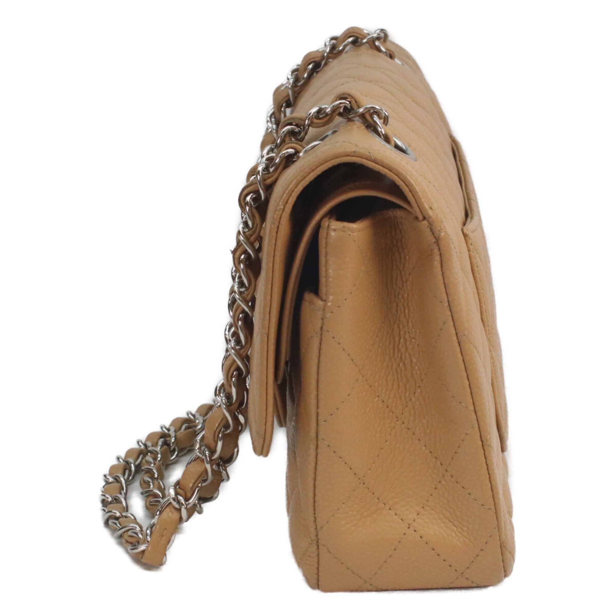 Chanel Beige Grained Calfskin Shoulder Bag (Pre-Owned)