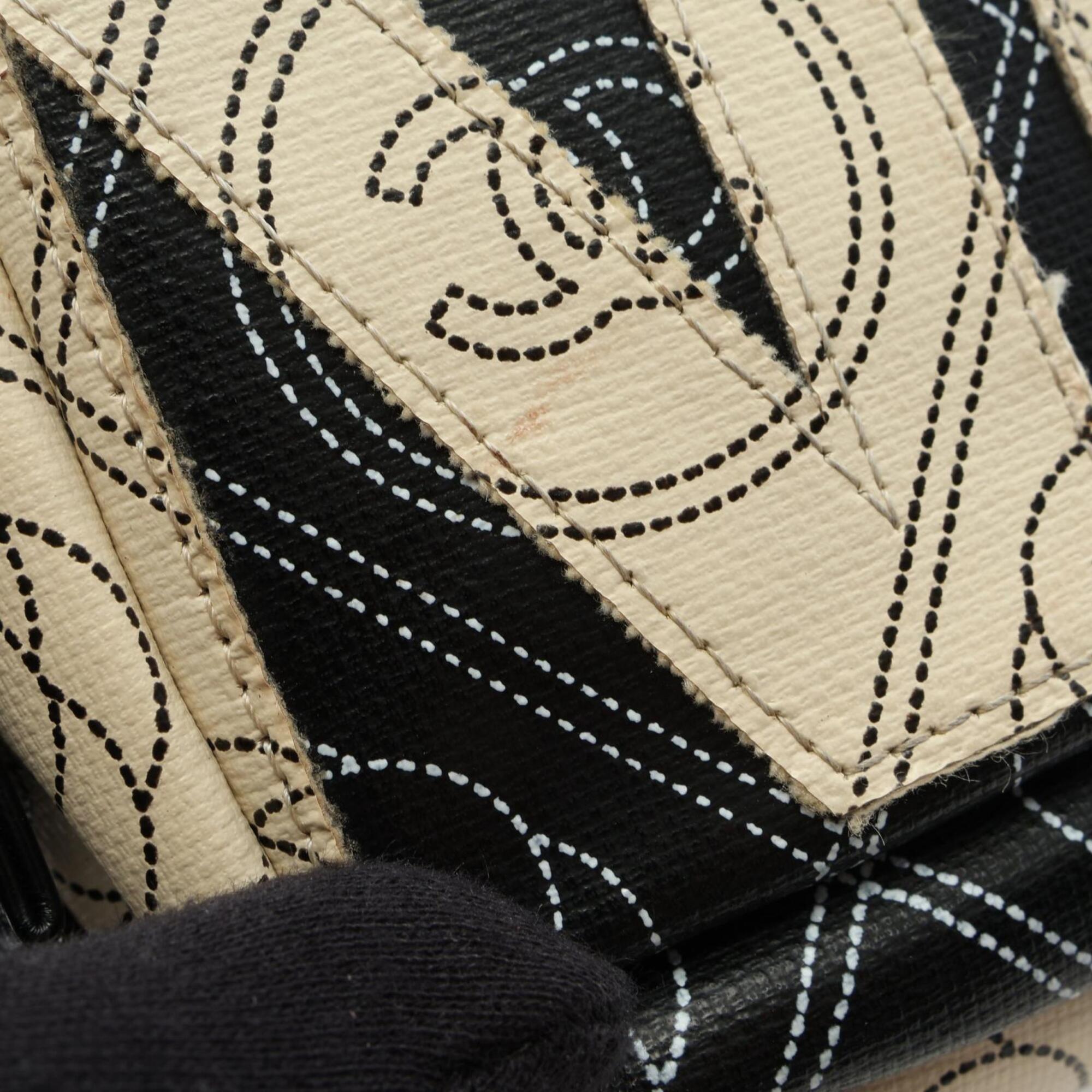 Chanel Black White Coated Canvas Pouch (Pre-Owned)