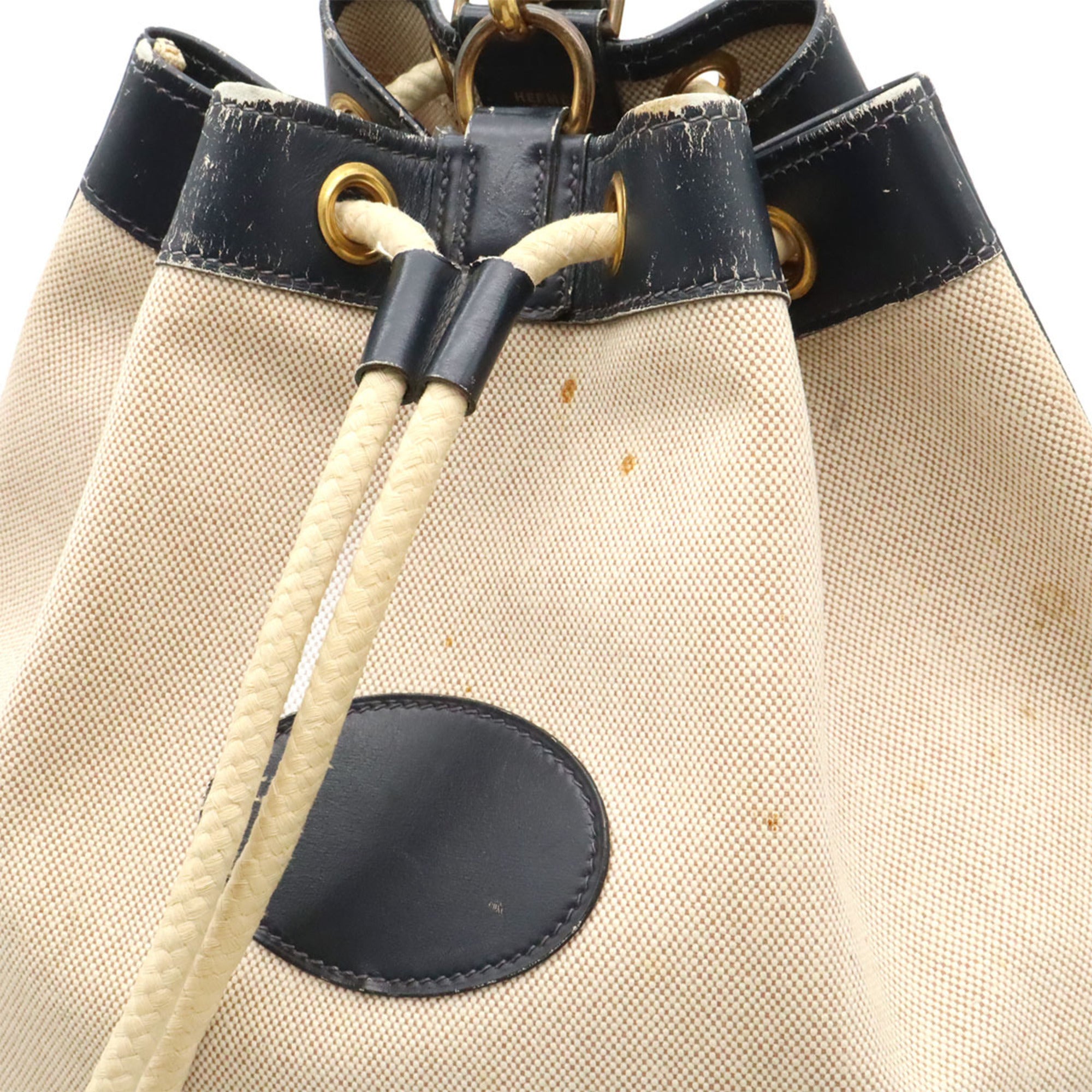 Hermes Natural Navy Toile H Shoulder Bag (Pre-Owned)