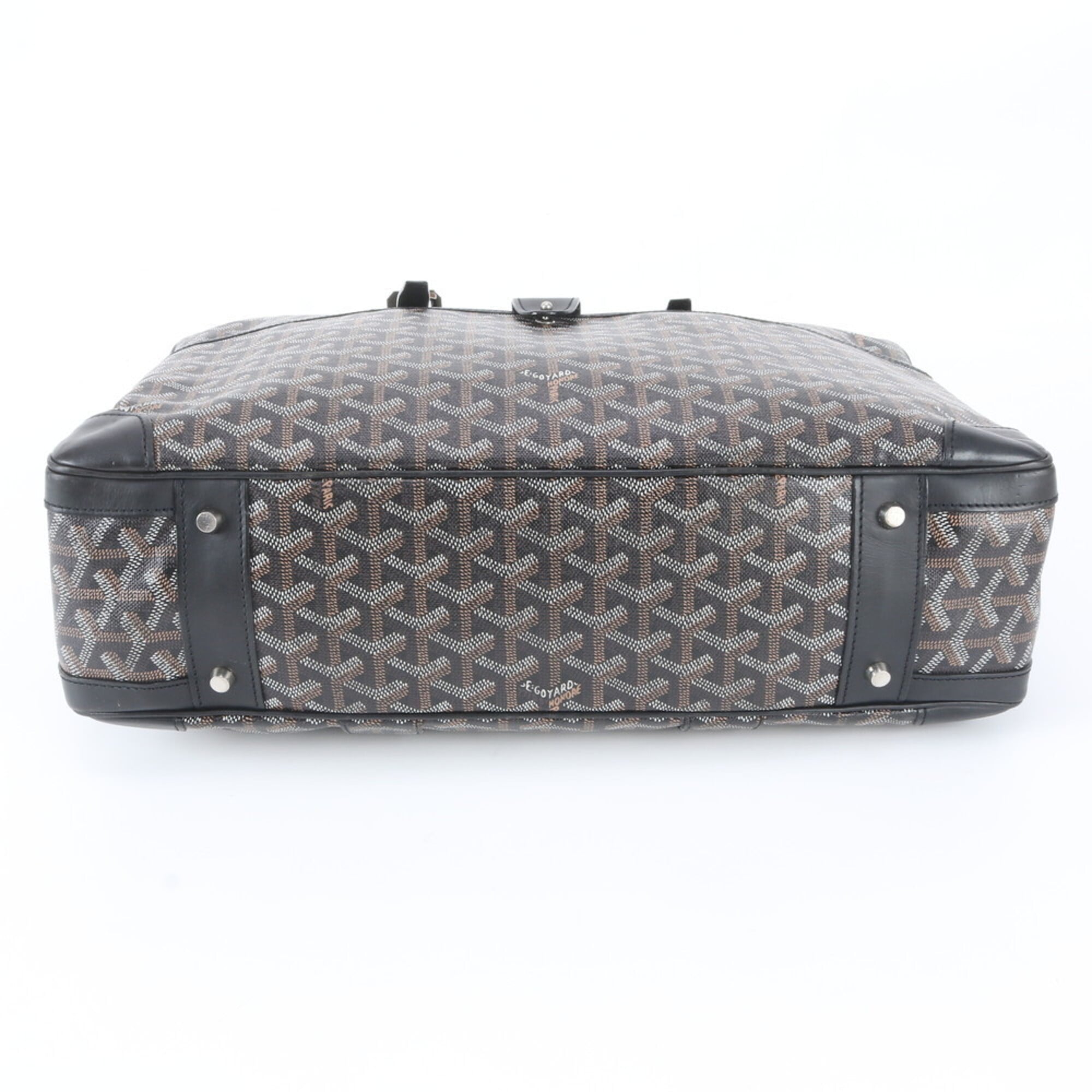 Goyard Black Brown Leather Coated Canvas Briefcase Tote Bag (Pre-Owned)