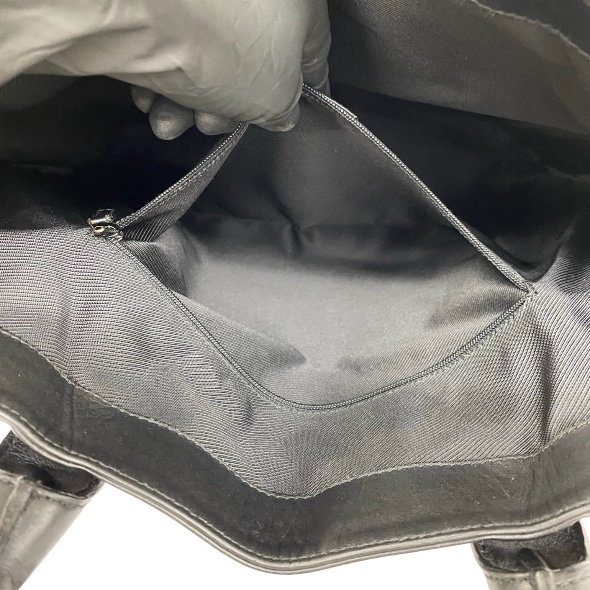 Gucci Black Leather Canvas Handbag Tote Bag (Pre-Owned)