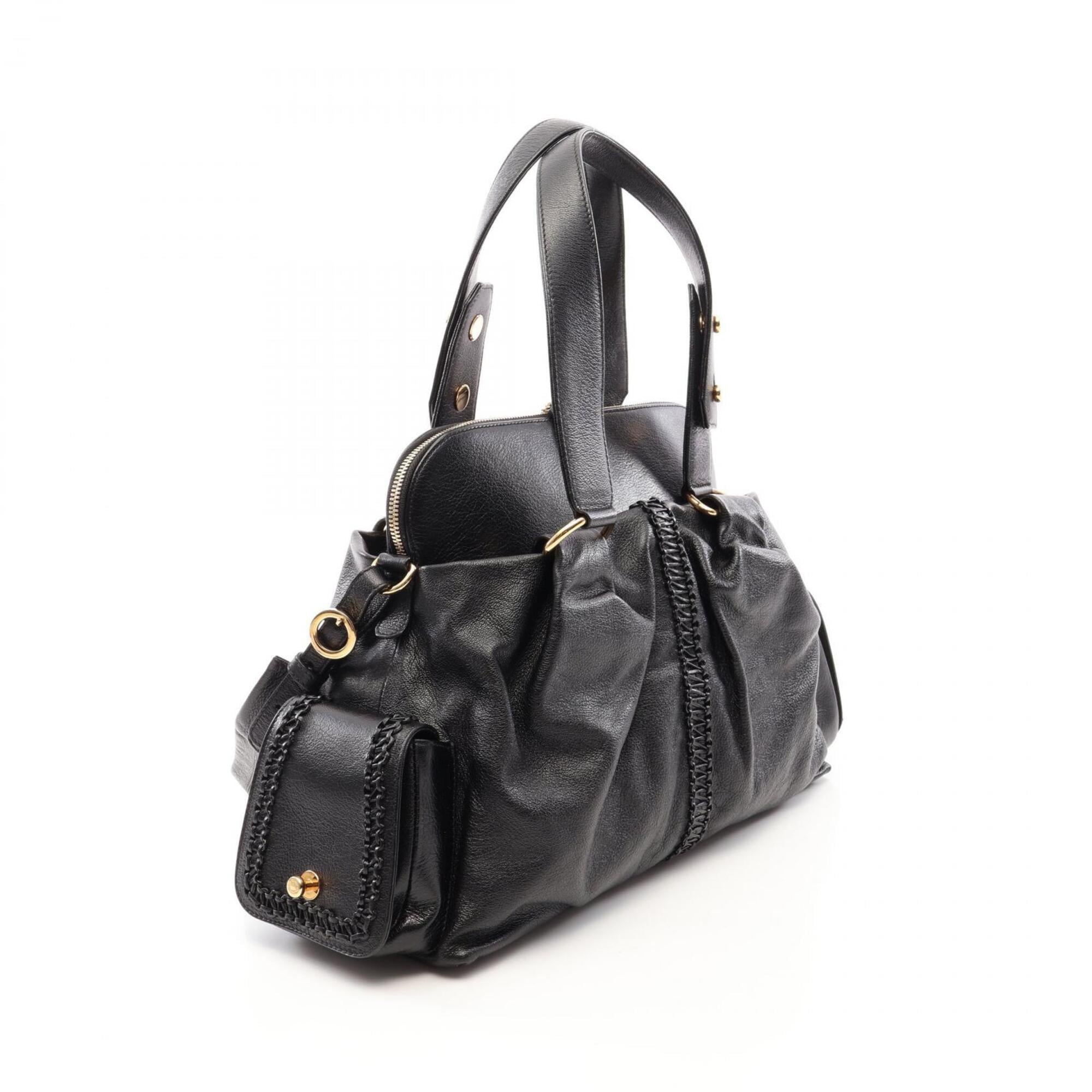 Bvlgari Leoni Black Leather Handbag (Pre-Owned)