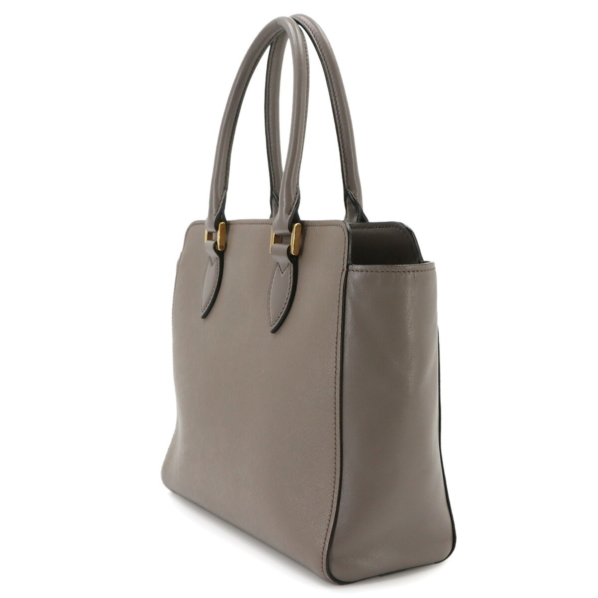 Prada Gray Saffiano Handbag Shoulder Bag (Pre-Owned)