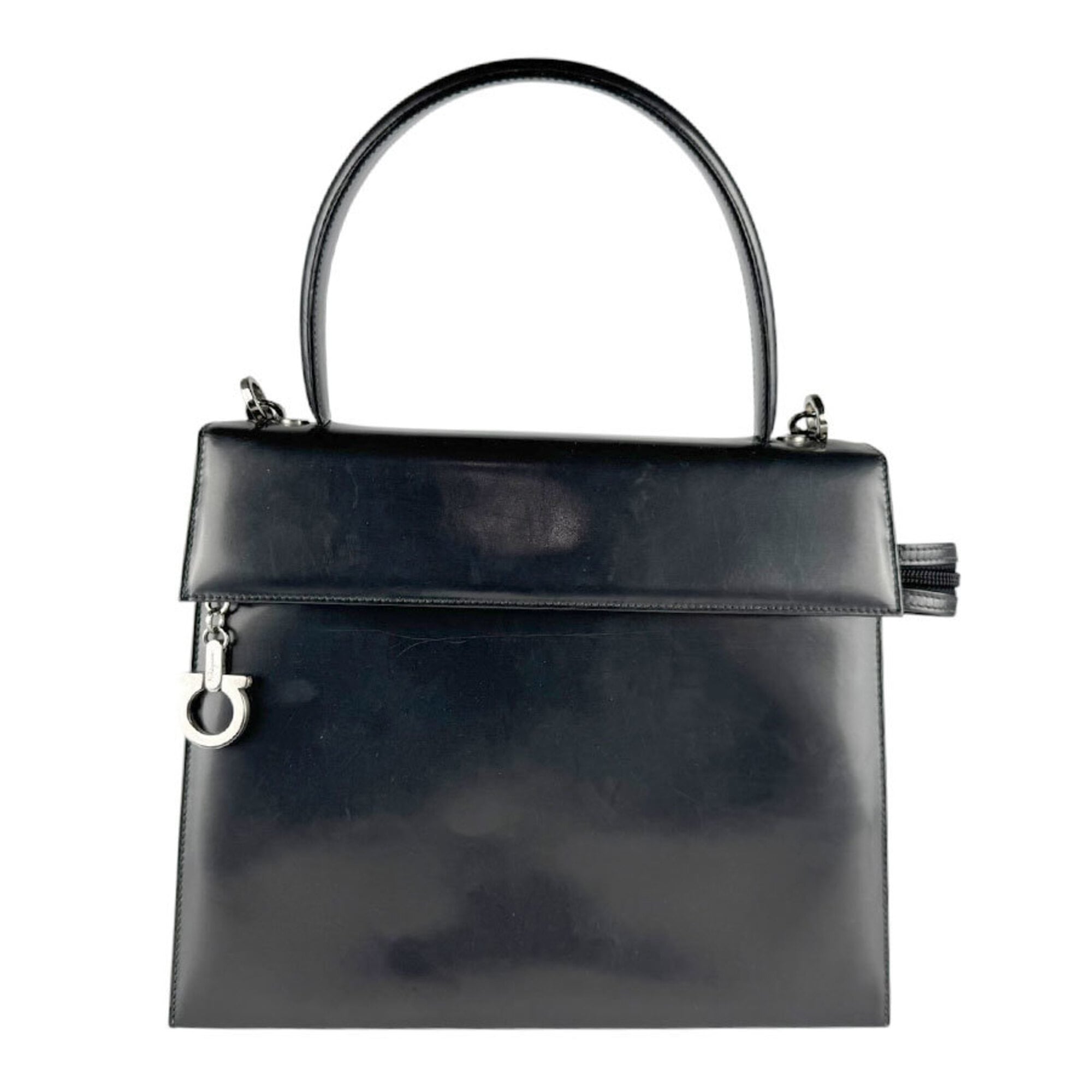 Salvatore Ferragamo Green Patent Leather Handbag Shoulder Bag (Pre-Owned)