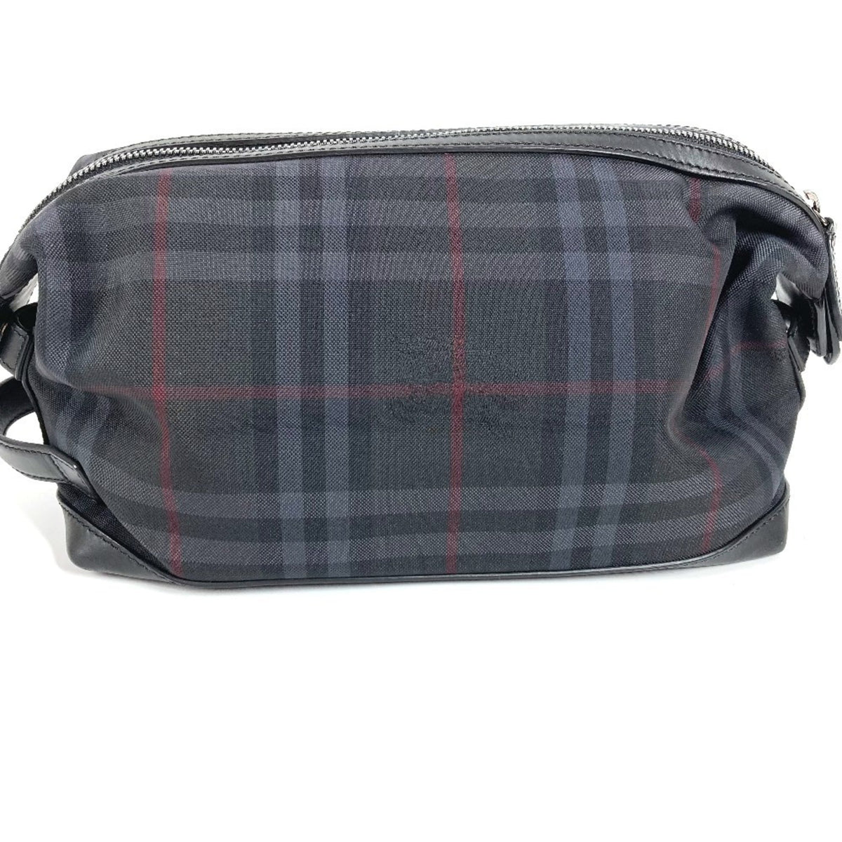 Burberry Black Nylon Canvas Leather Clutch Bag Handbag Pouch (Pre-Owned)