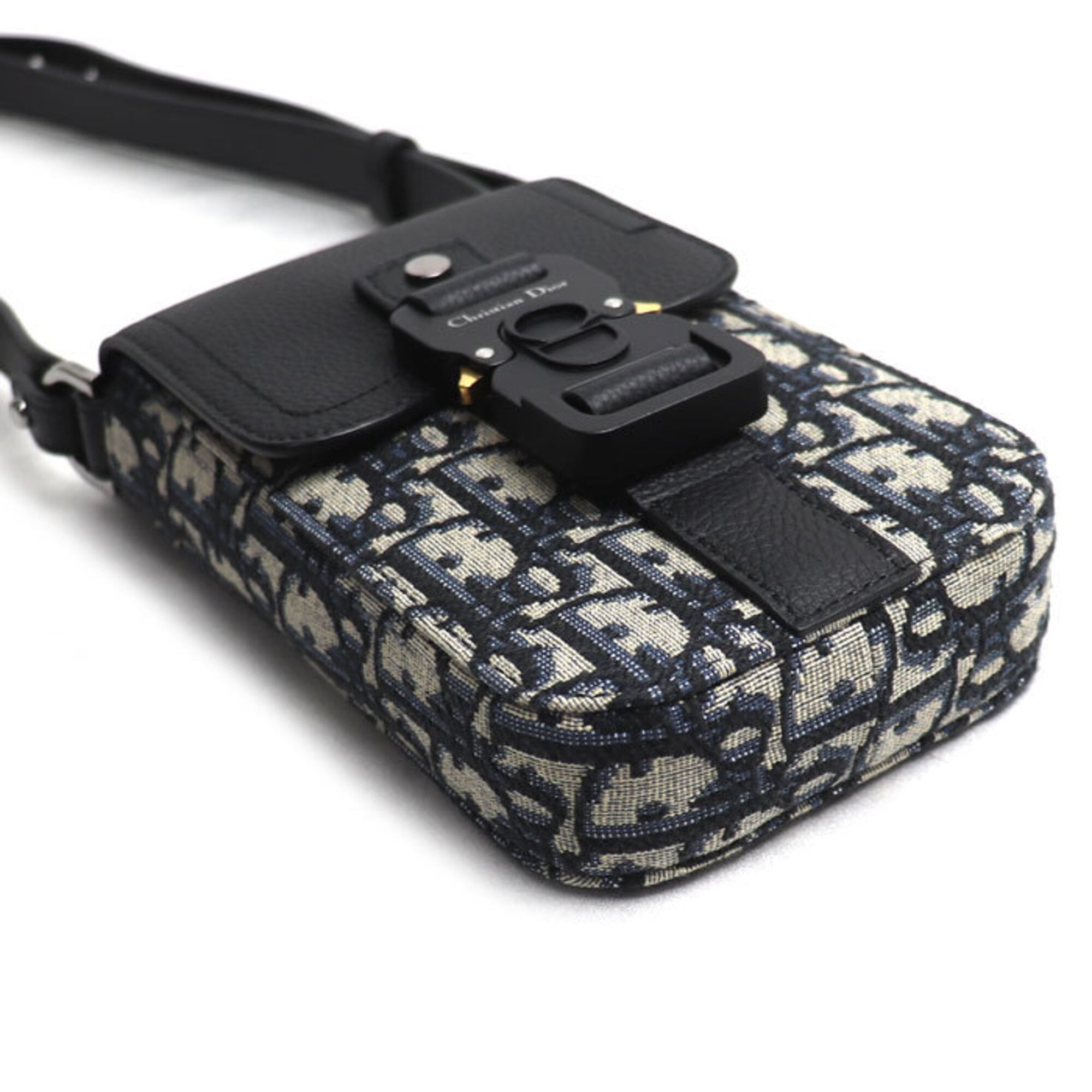 Christian Dior Black Leather Jacquard Shoulder Bag (Pre-Owned)