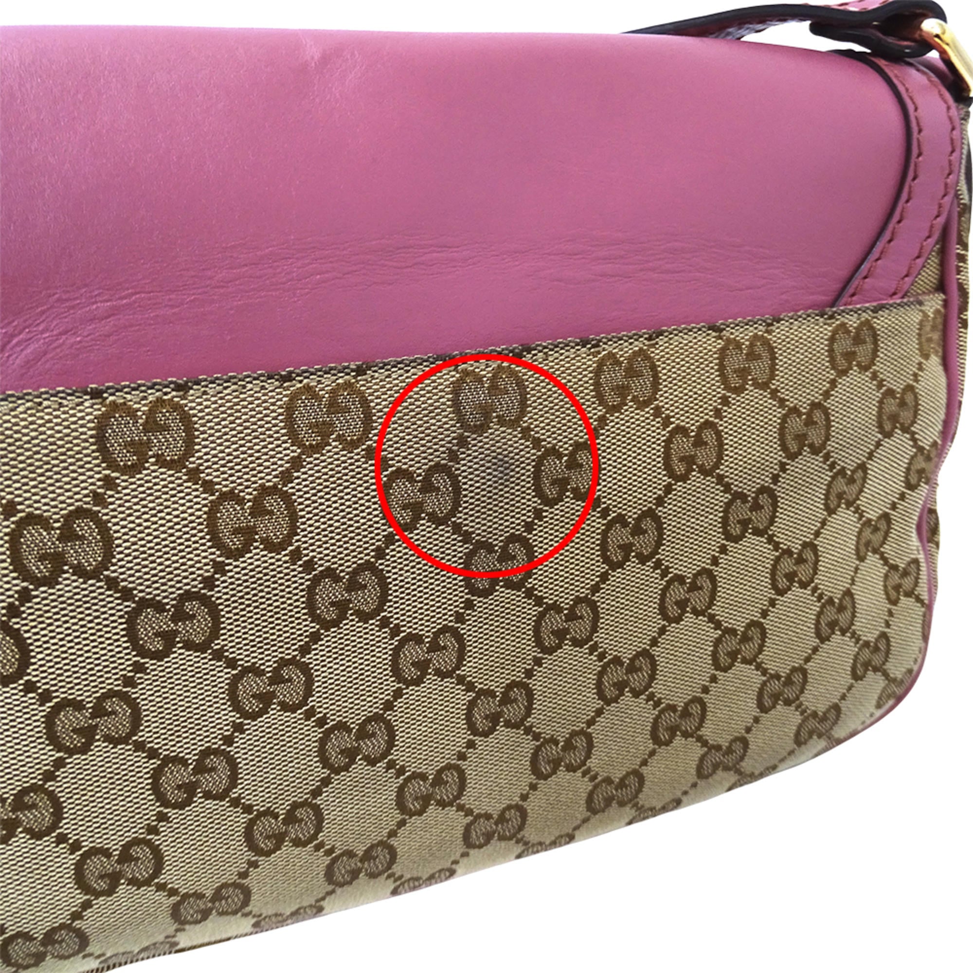 Gucci Gg Canvas Brown Pink Beige Gg Canvas Handbag Messenger Bag Shoulder Bag (Pre-Owned)