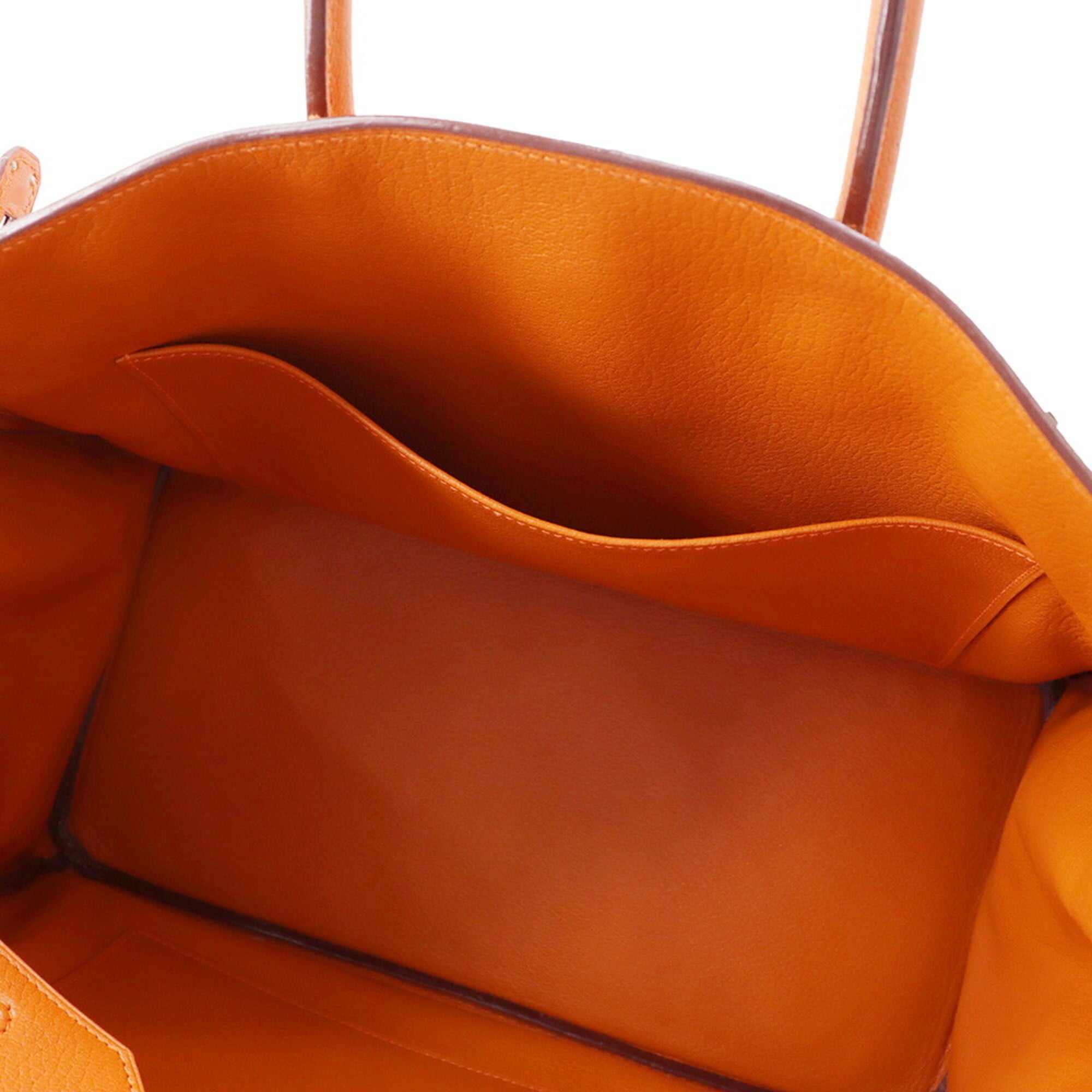 Hermes Birkin Orange Chevre Myzore Leather Handbag (Pre-Owned)
