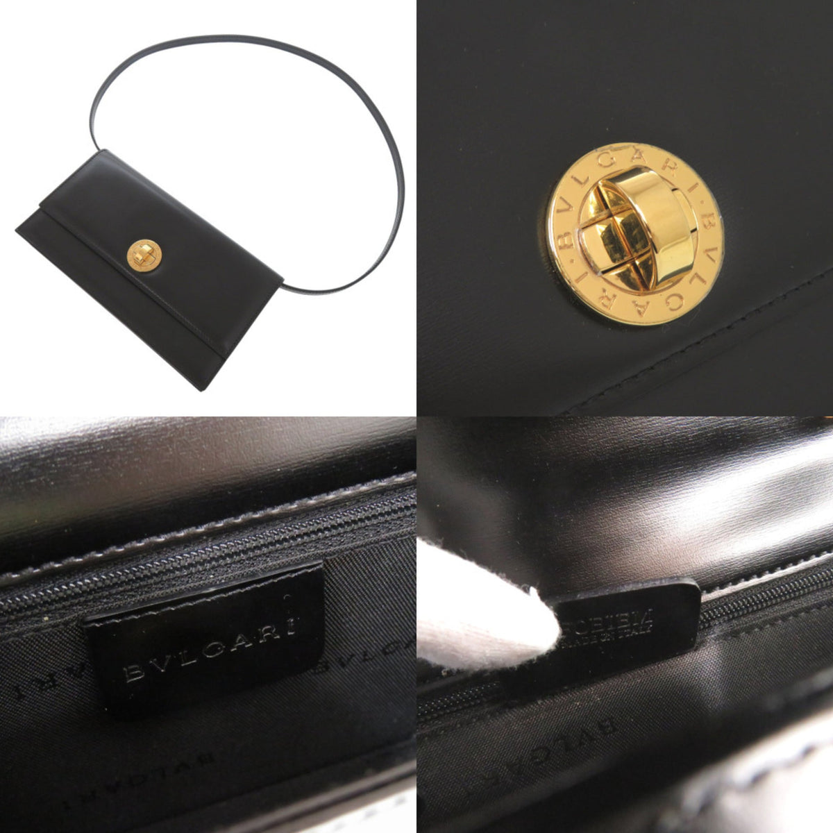 Bvlgari Black Leather Clutch Bag Shoulder Bag (Pre-Owned)