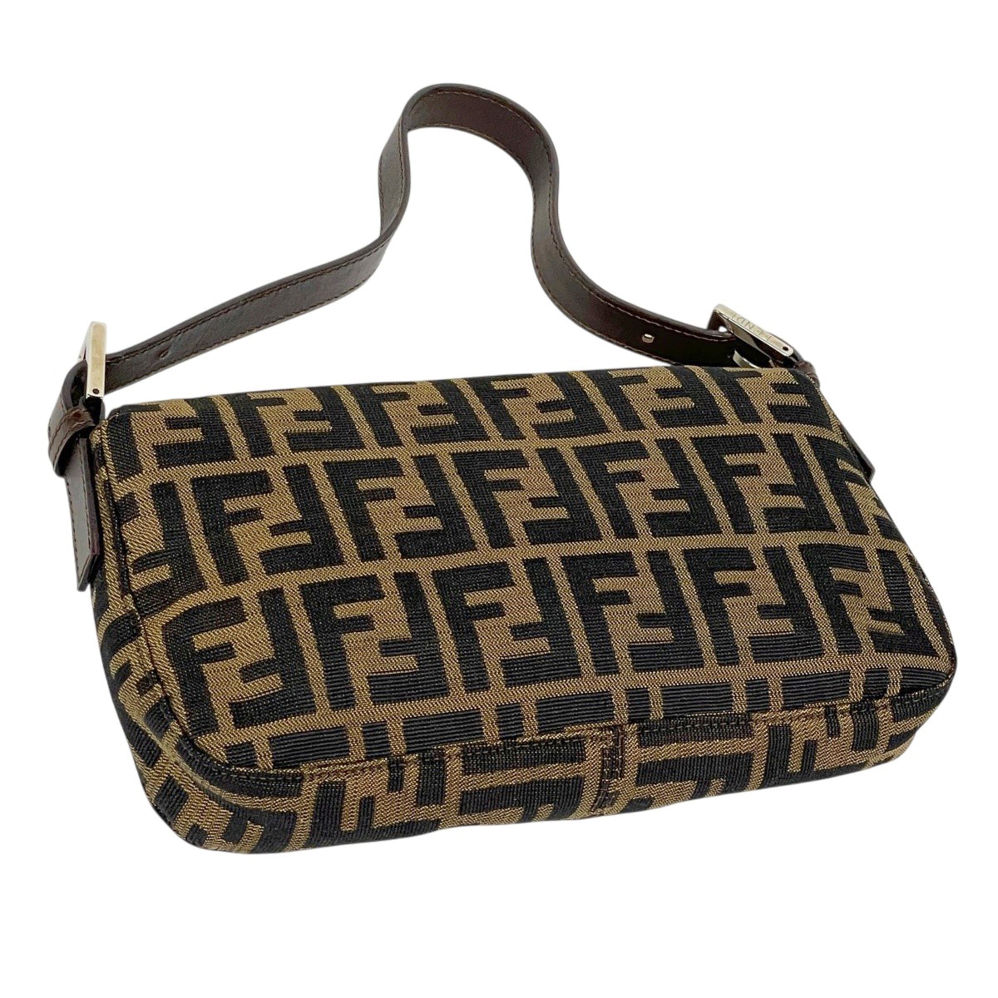 Fendi Brown Zucca Handbag Shoulder Bag (Pre-Owned)