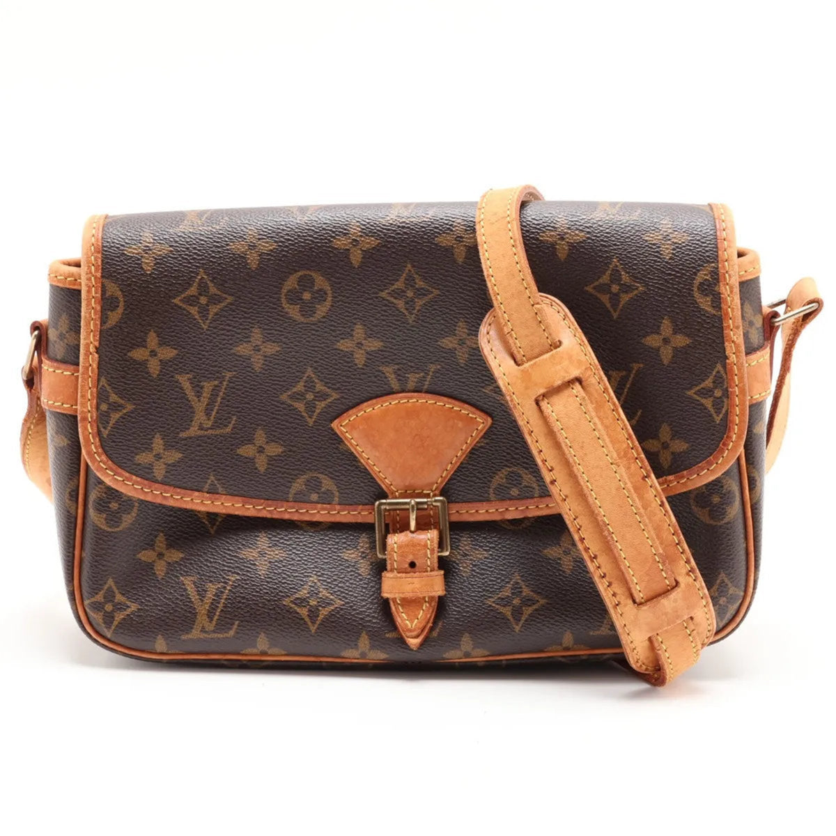 Louis Vuitton Brown Leather Coated Canvas Crossbody Bag Shoulder Bag (Pre-Owned)