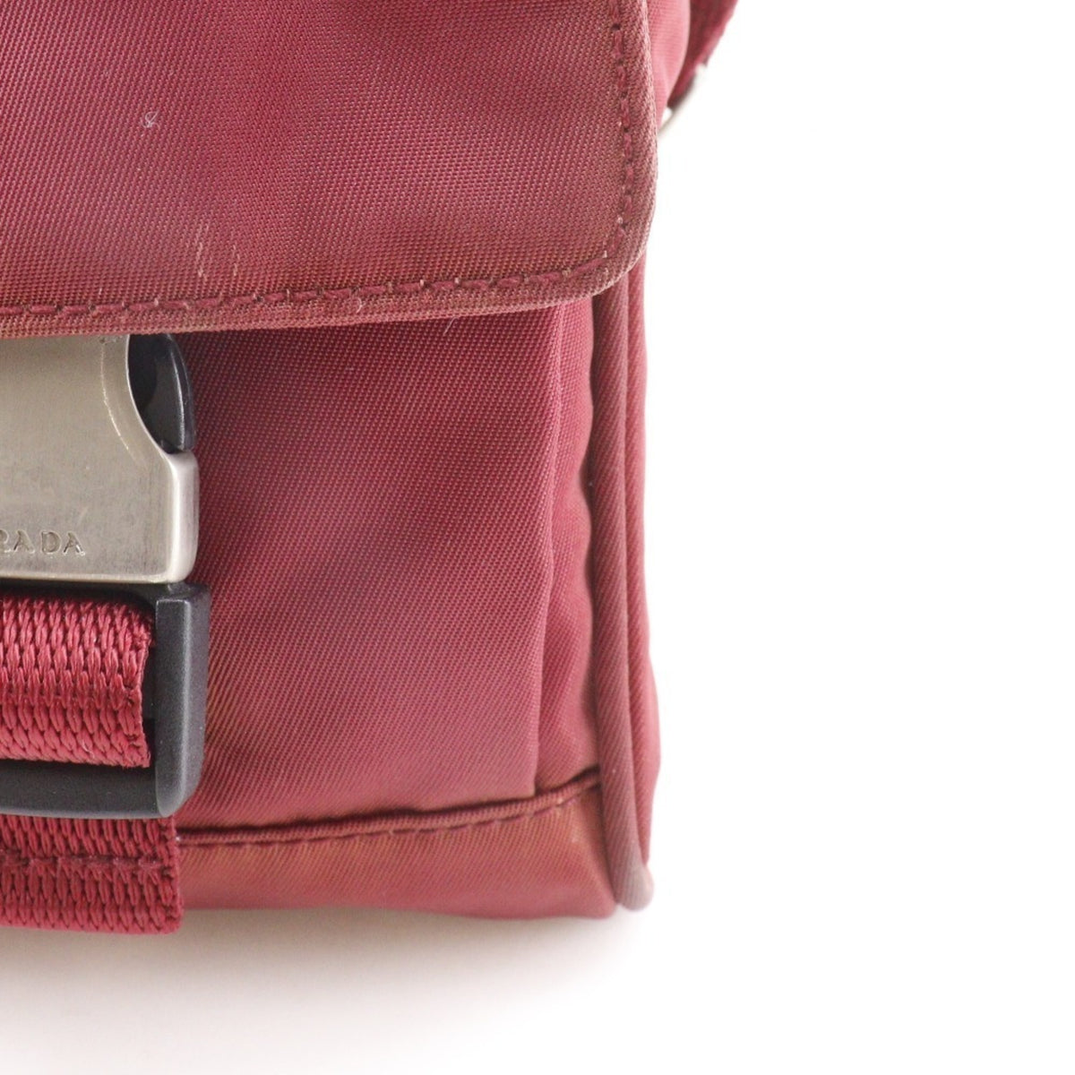 Prada Red Color Nylon Fanny Pack Shoulder Bag (Pre-Owned)