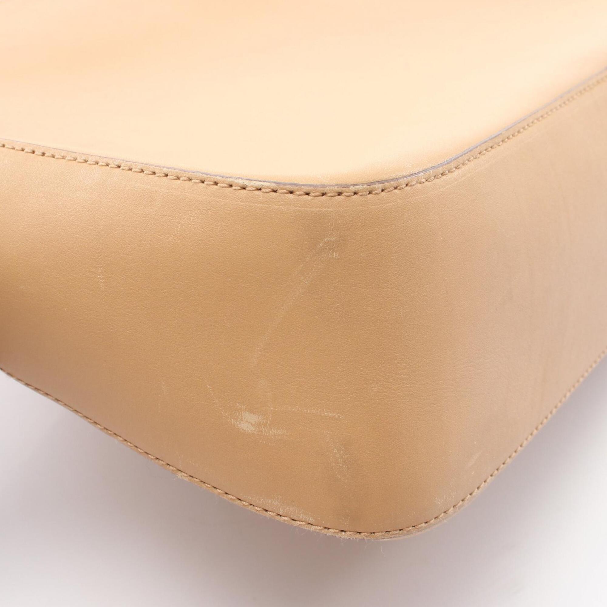 Prada Beige Leather Handbag Shoulder Bag (Pre-Owned)