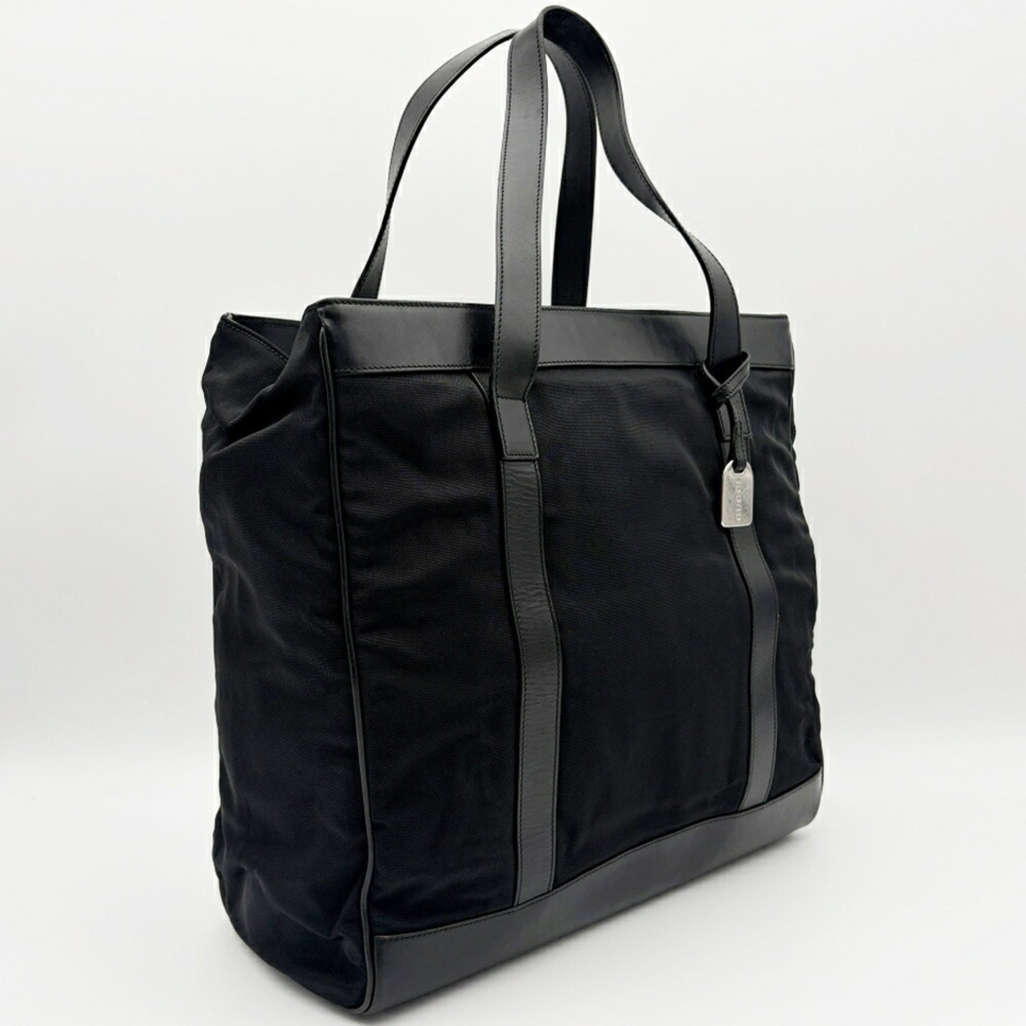 Gucci Black Nylon Leather Tote Bag (Pre-Owned)