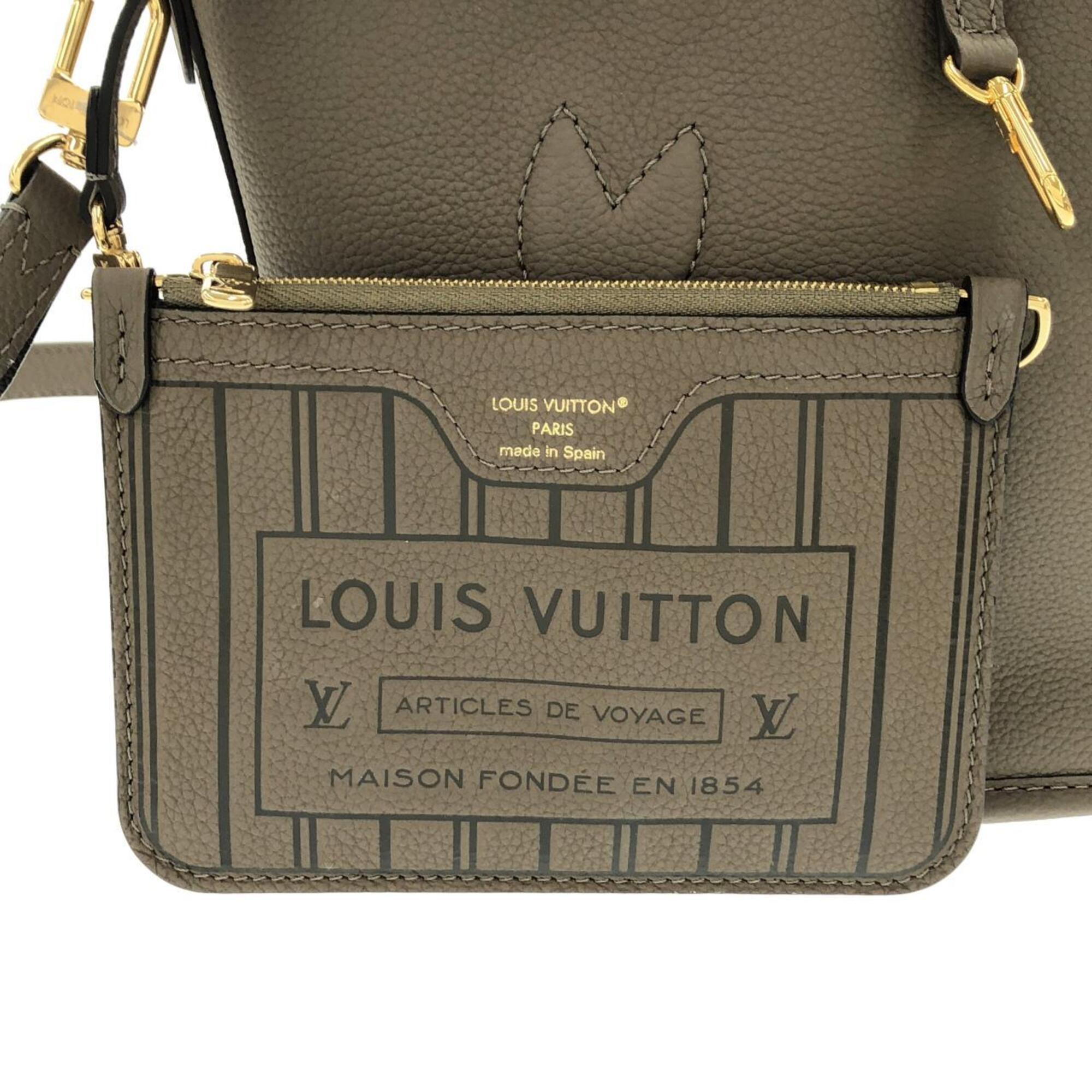 Louis Vuitton Marron Coated Canvas Leather Handbag Pouch (Pre-Owned)