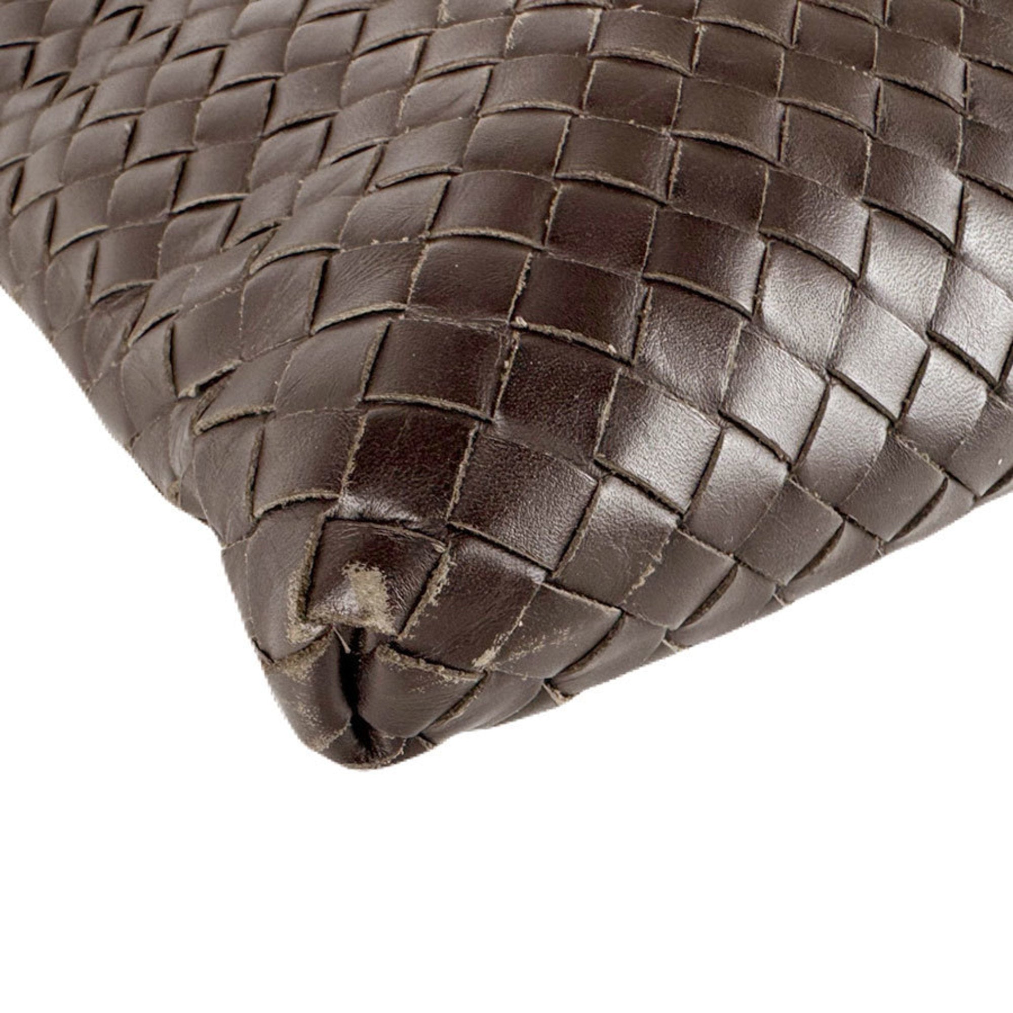 Bottega Veneta Intrecciato Black Brown Leather Shoulder Bag (Pre-Owned)