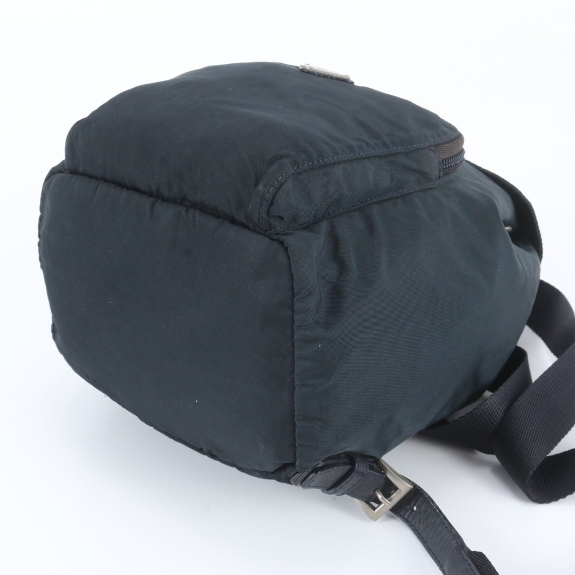 Prada Navy Black Nylon Leather Backpack (Pre-Owned)