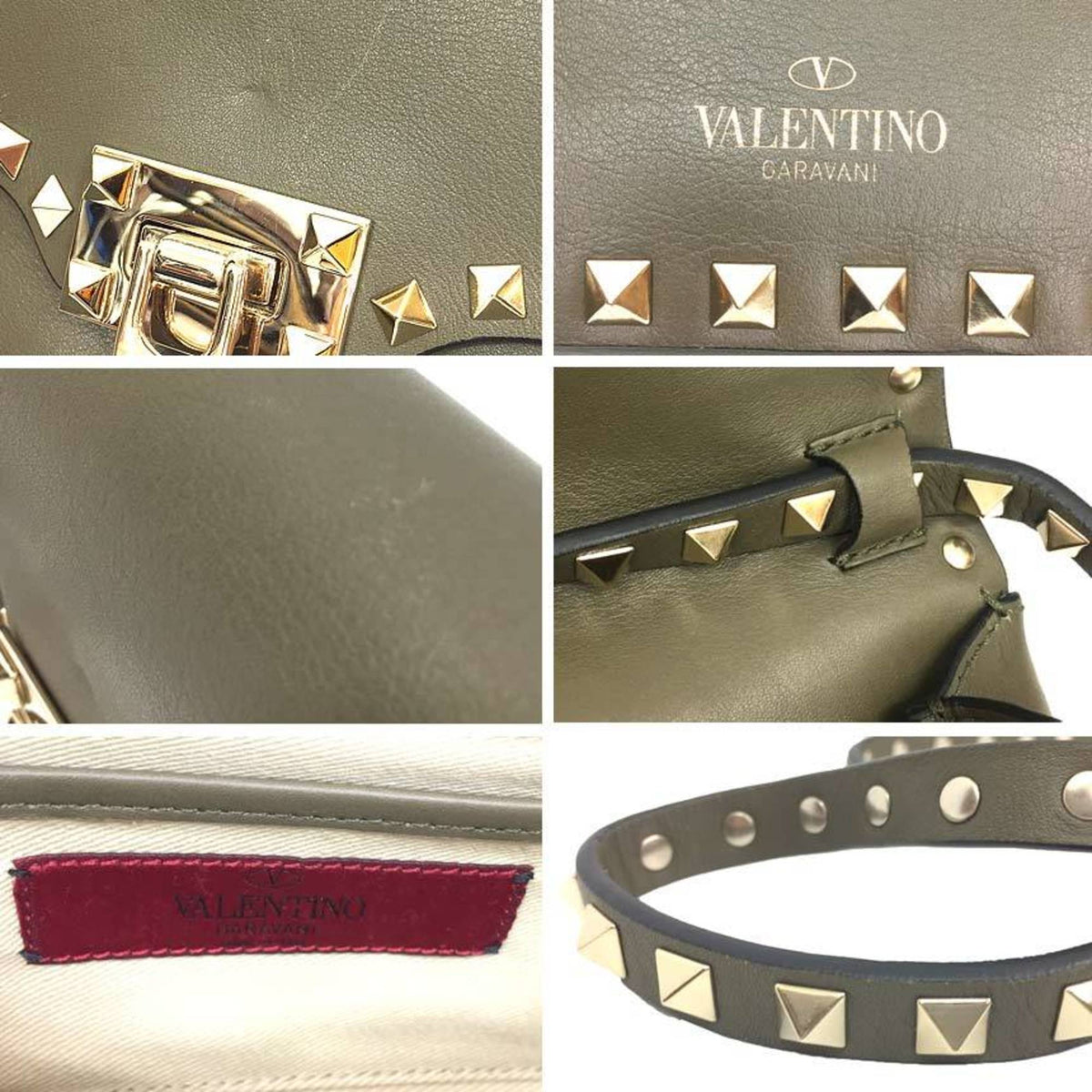 Valentino Garavani Khaki Leather Pochette Shoulder Bag (Pre-Owned)