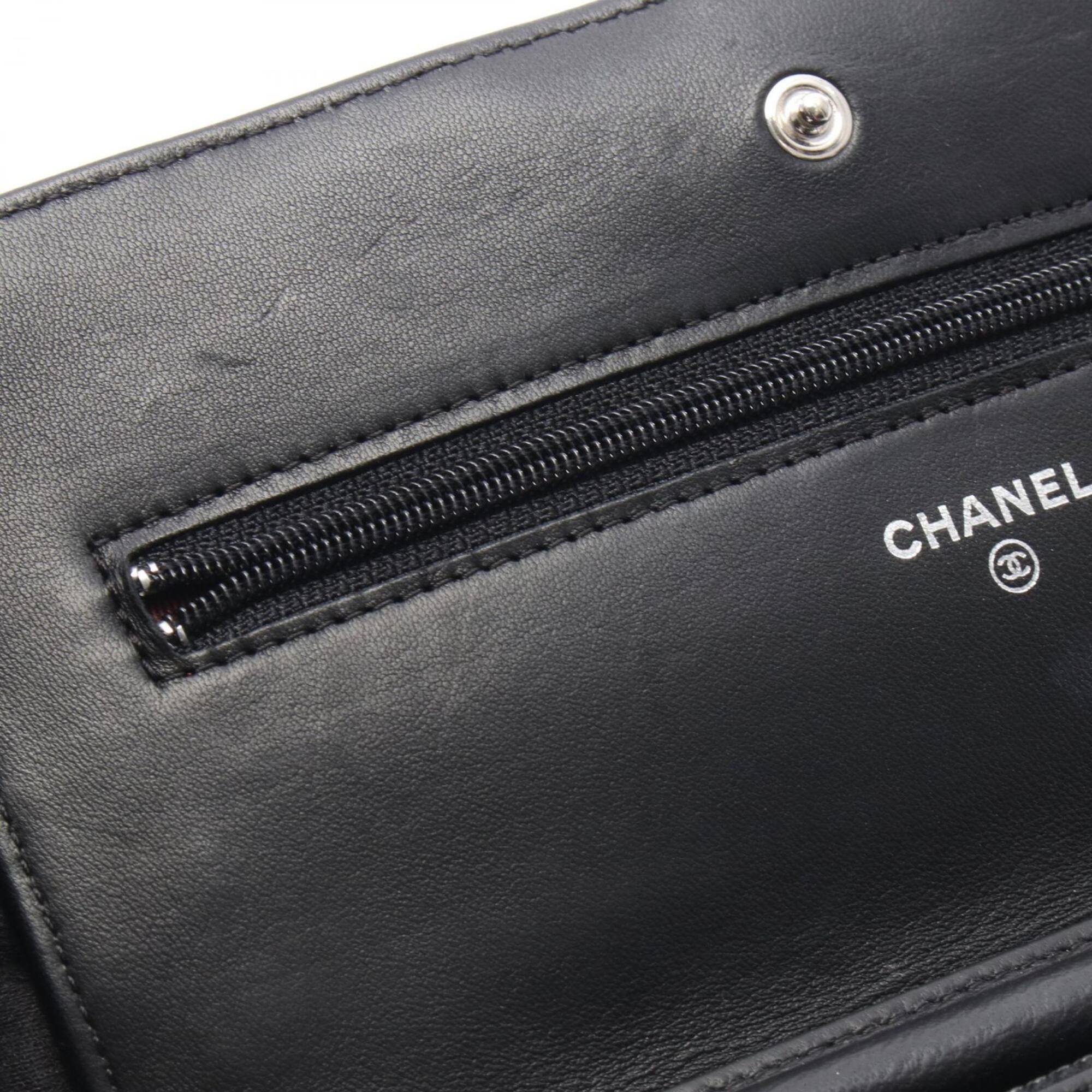 Chanel Matelasse Black Leather Handbag Shoulder Bag (Pre-Owned)