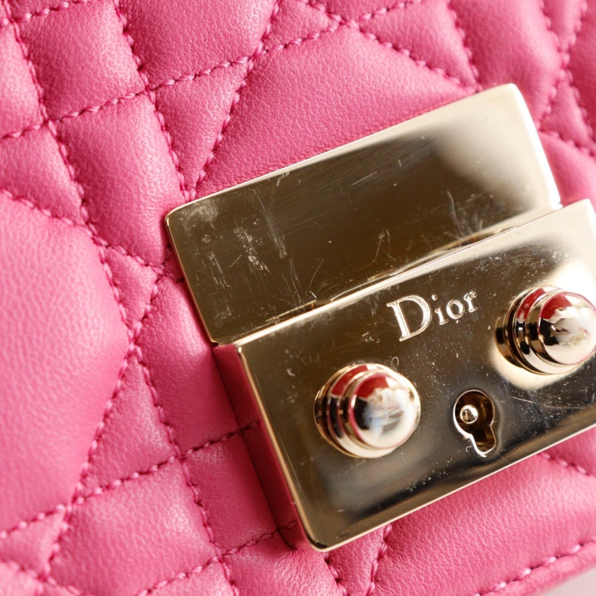 Christian Dior Pink Red Color Leather Shoulder Bag (Pre-Owned)