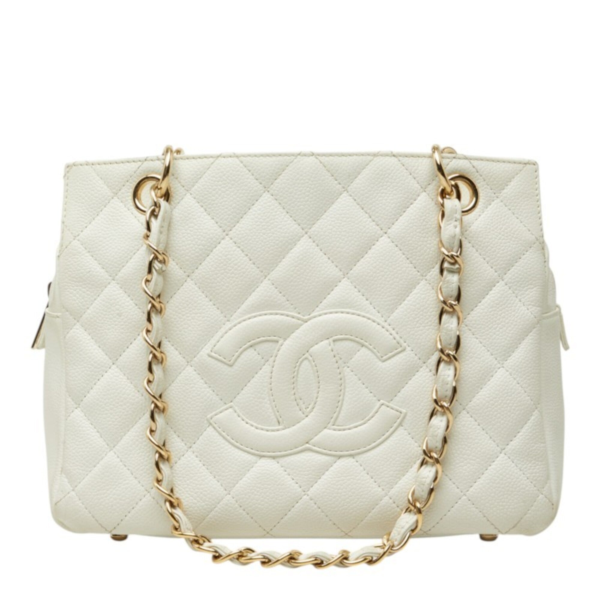 Chanel White Grained Calfskin Shoulder Bag (Pre-Owned)
