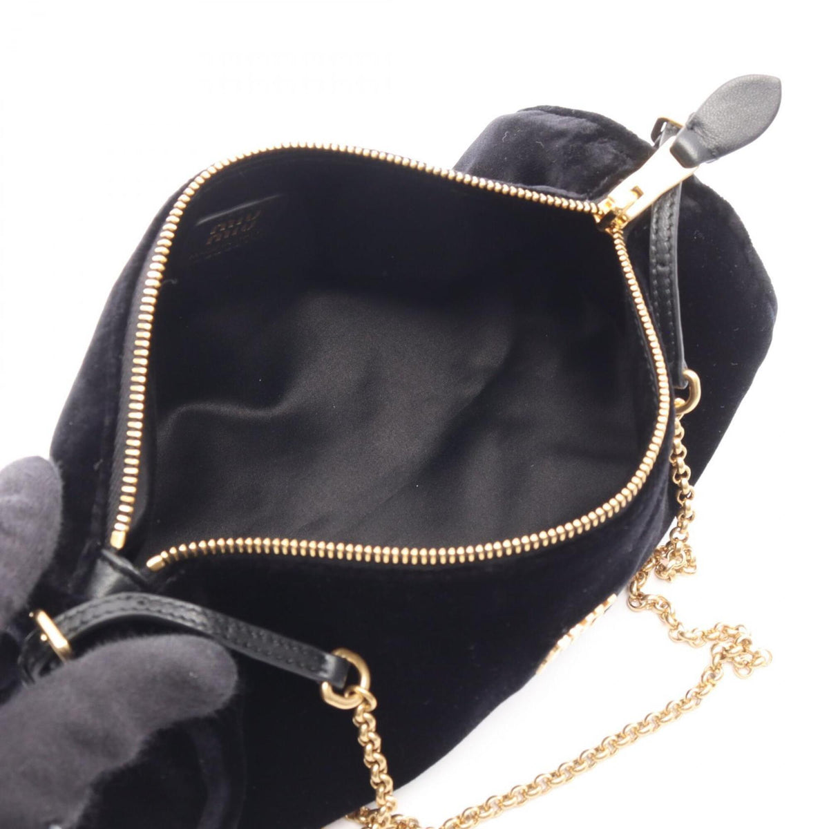 Miu Miu Black Fabric Leather Handbag Pouch Shoulder Bag (Pre-Owned)