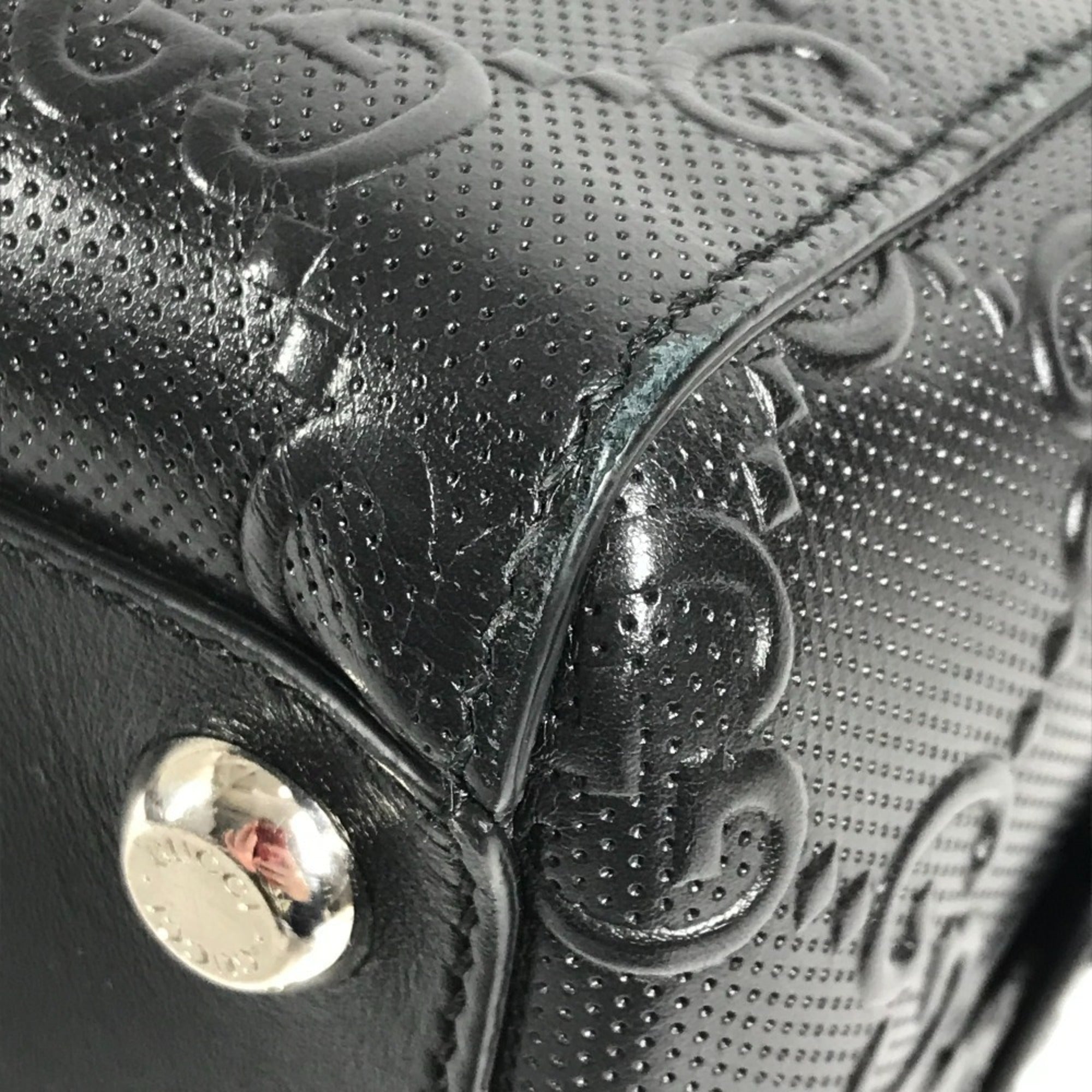 Gucci Black Leather Shoulder Bag Tote Bag (Pre-Owned)
