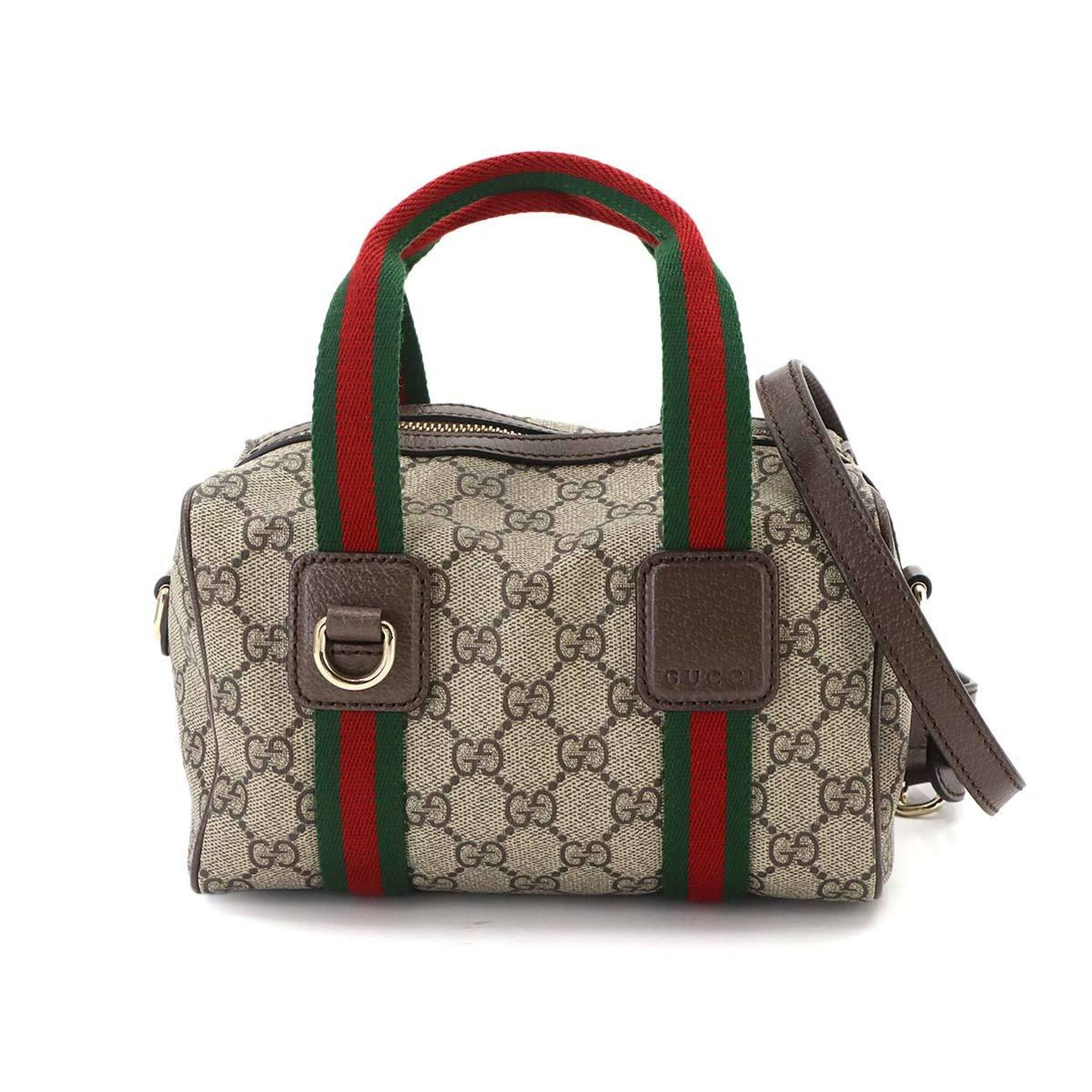 Gucci Beige Brown Gg Supreme Leather Handbag (Pre-Owned)