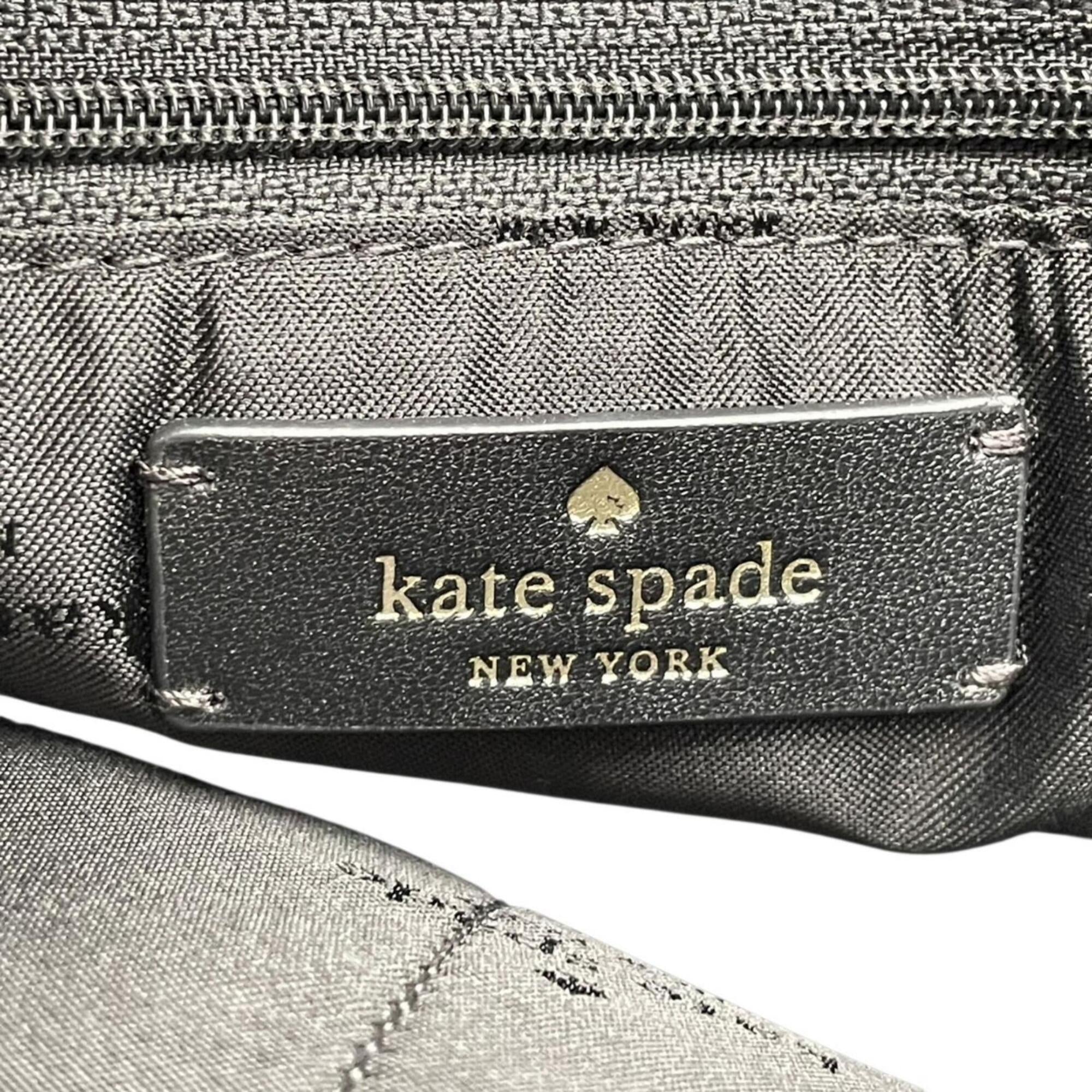 Kate Spade Black Gray Pvc Leather Tote Bag (Pre-Owned)