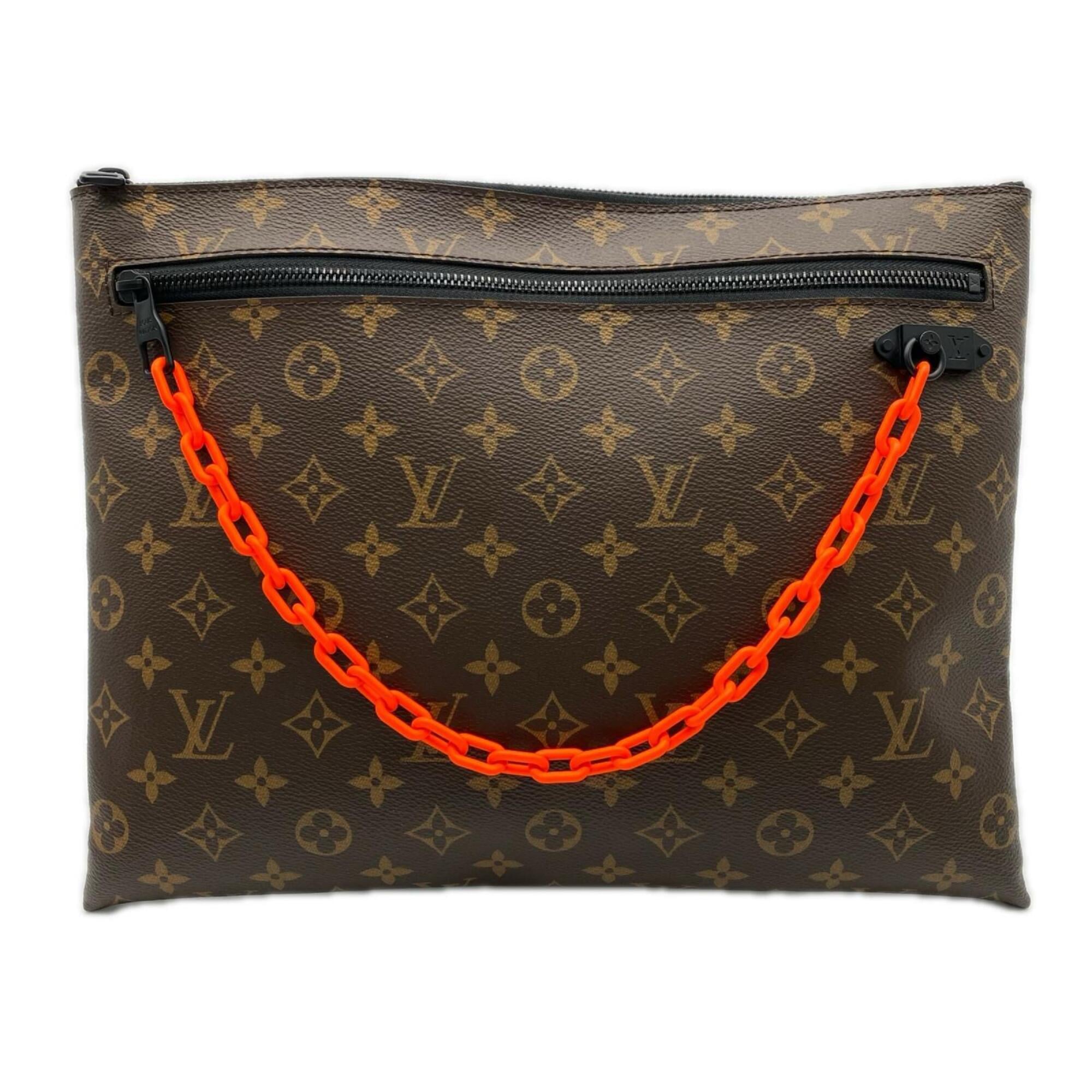 Louis Vuitton Beige Brown Coated Canvas Clutch Bag Pochette (Pre-Owned)