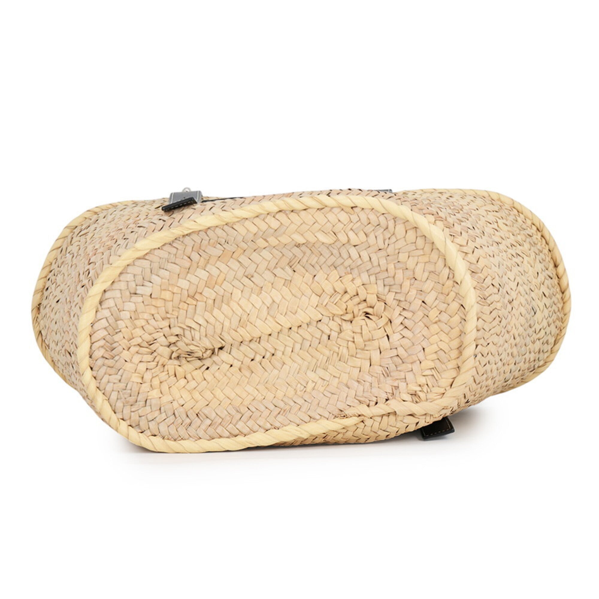 Loewe Black Raffia Leather Basket Handbag Tote Bag (Pre-Owned)