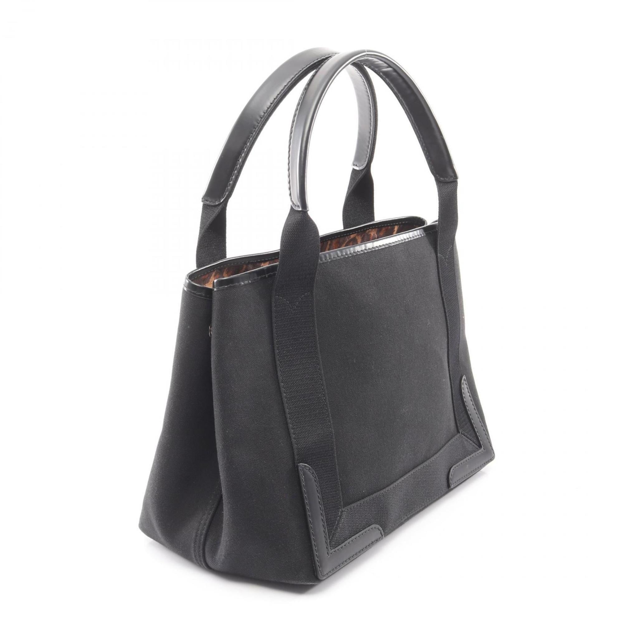 Balenciaga Black Canvas Leather Handbag Tote Bag (Pre-Owned)